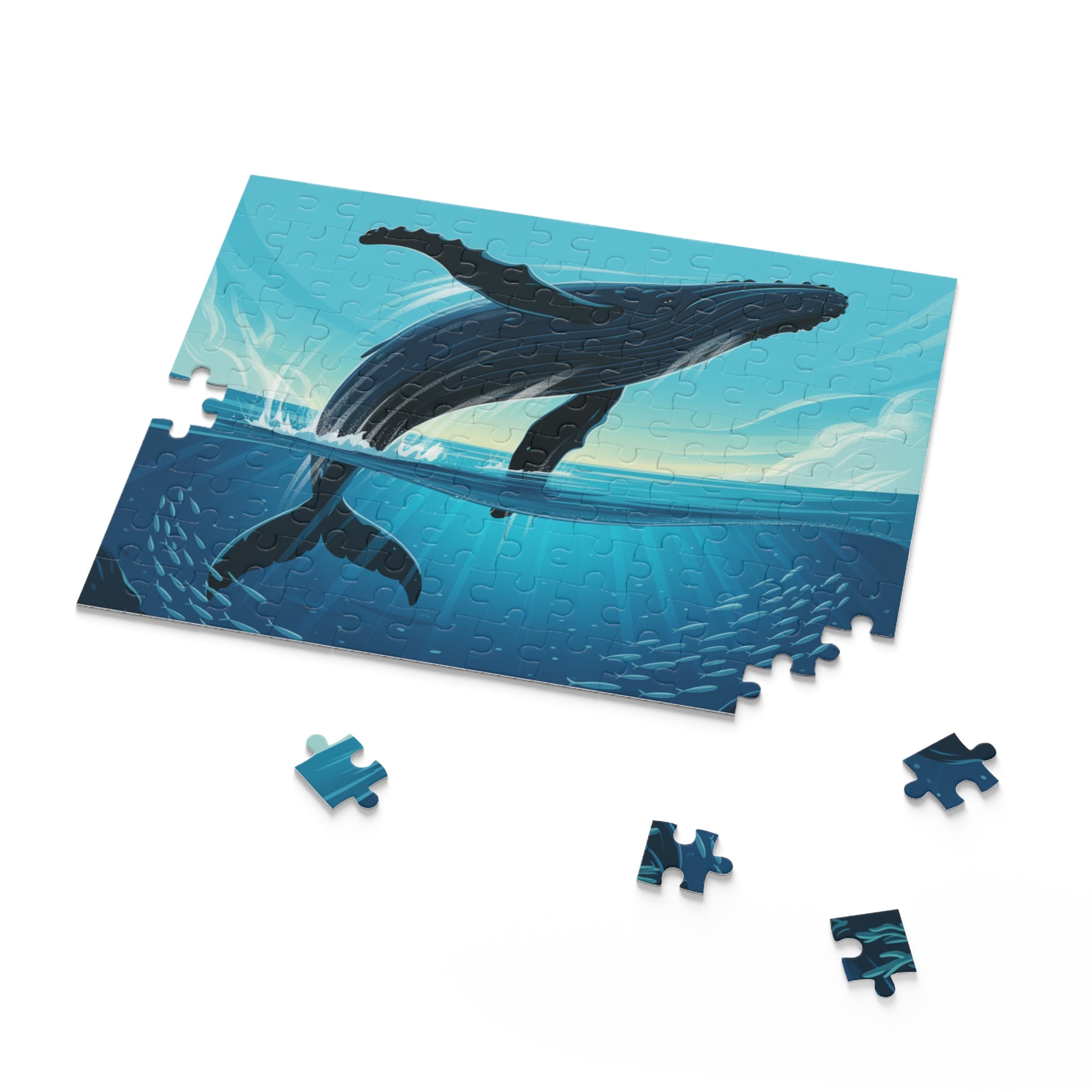 Whale Puzzle Adventure | 120, 252, 500-Piece Jigsaw Puzzles, Ocean Lovers Gift, Stress Relief Activity, Family Fun, Unique Home Decor