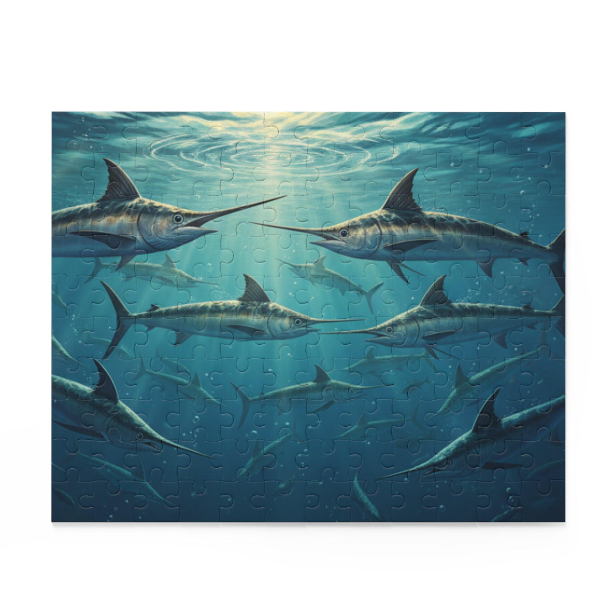 Swordfish Shoal Puzzle — Ocean Marine Life Jigsaw (120/252/500 Pieces)