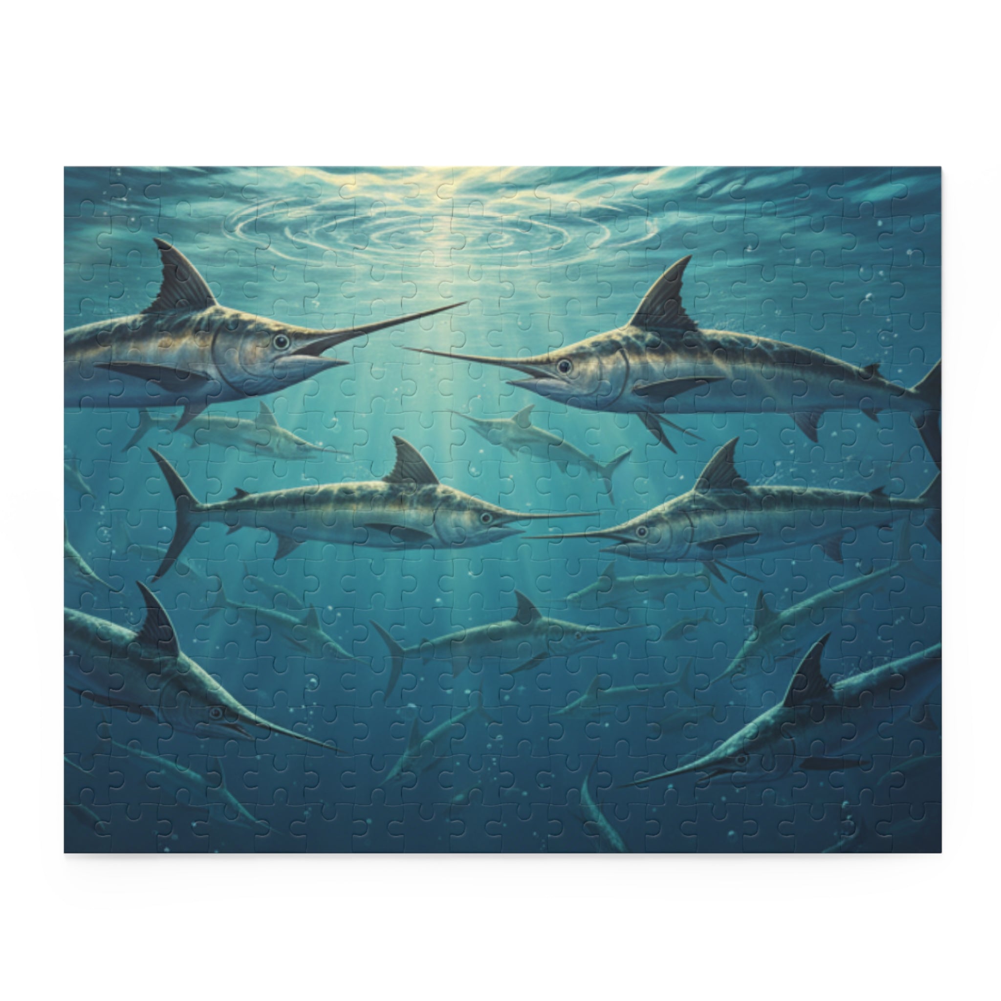 Swordfish Shoal Puzzle — Ocean Marine Life Jigsaw (120/252/500 Pieces)