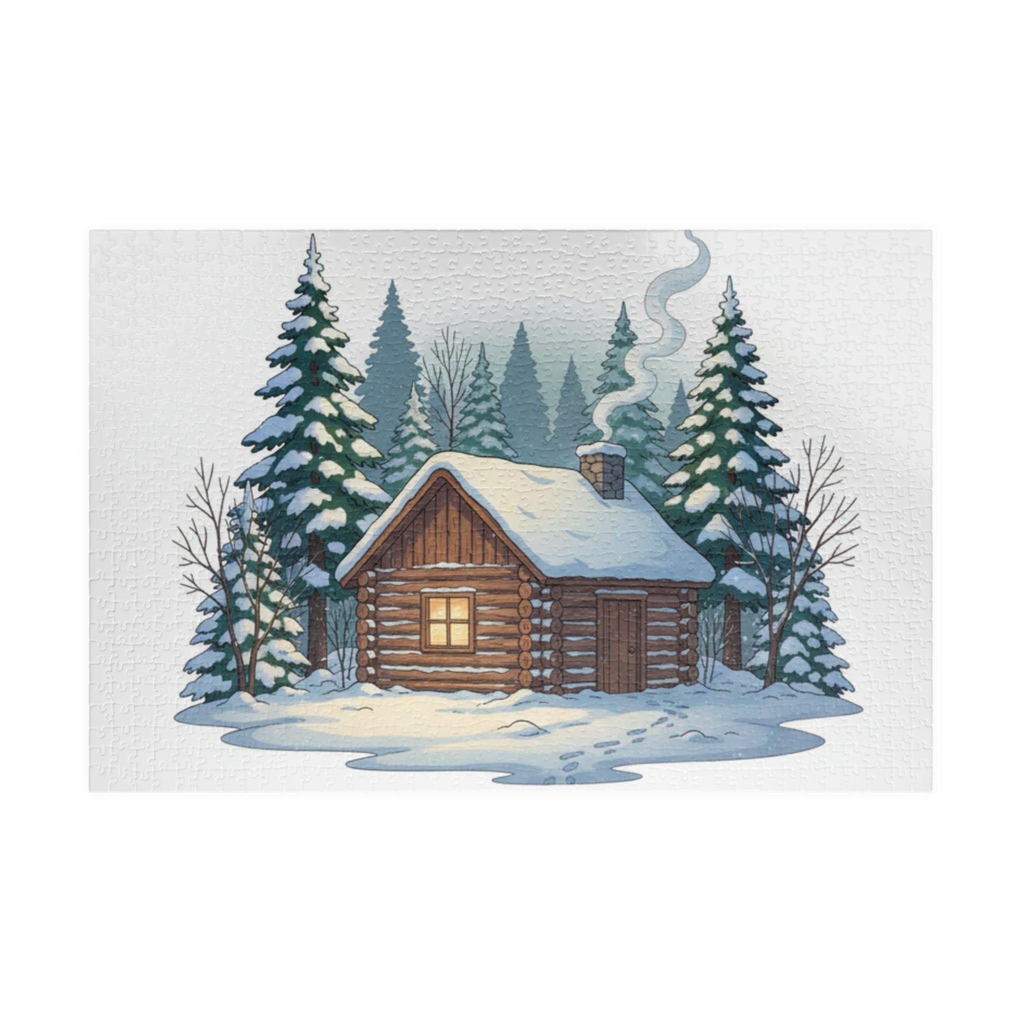Winter Cabin Puzzle – Cozy Snowy Log Cabin Jigsaw (110–1014 Pieces)