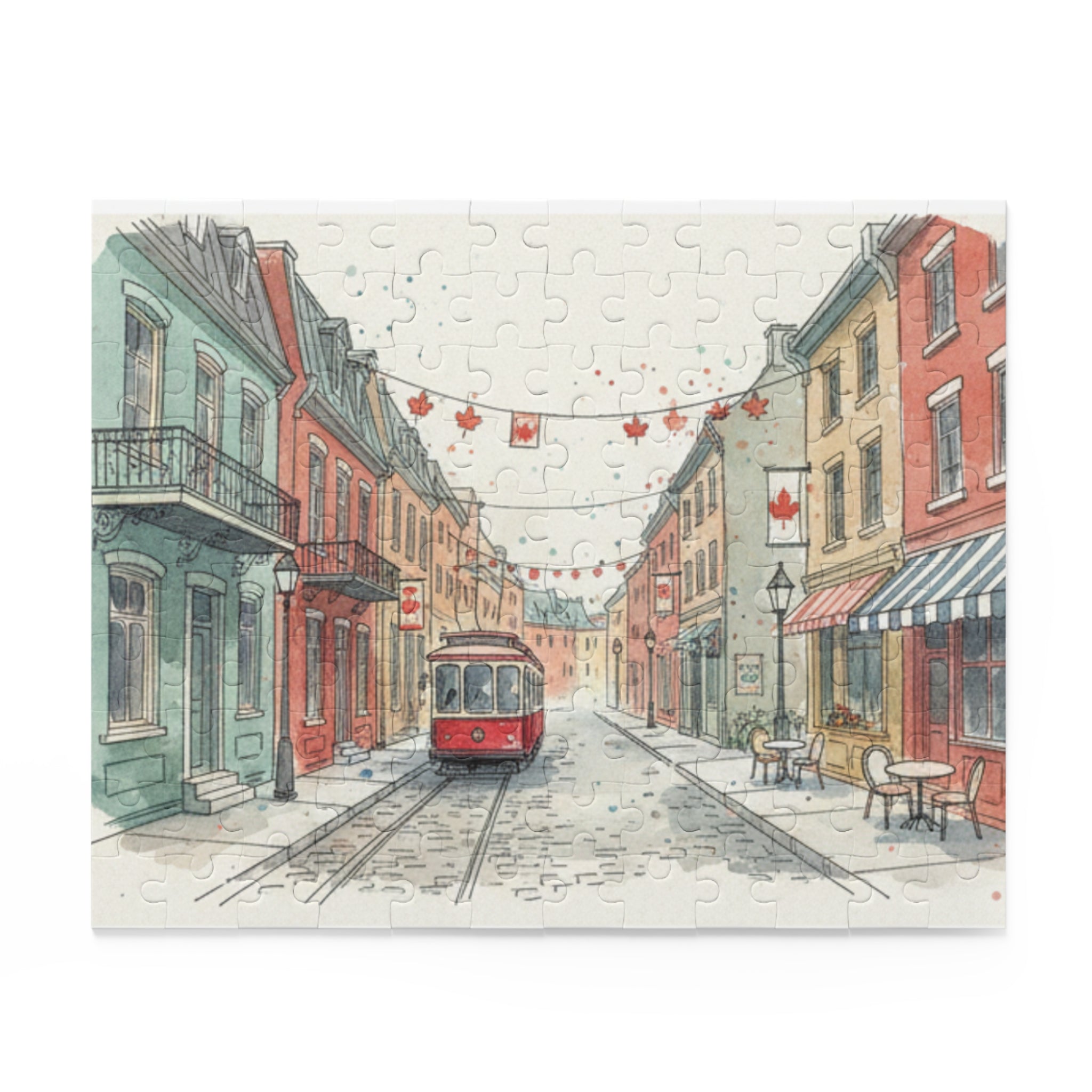 Vintage Streetcar Cityscape Puzzle —