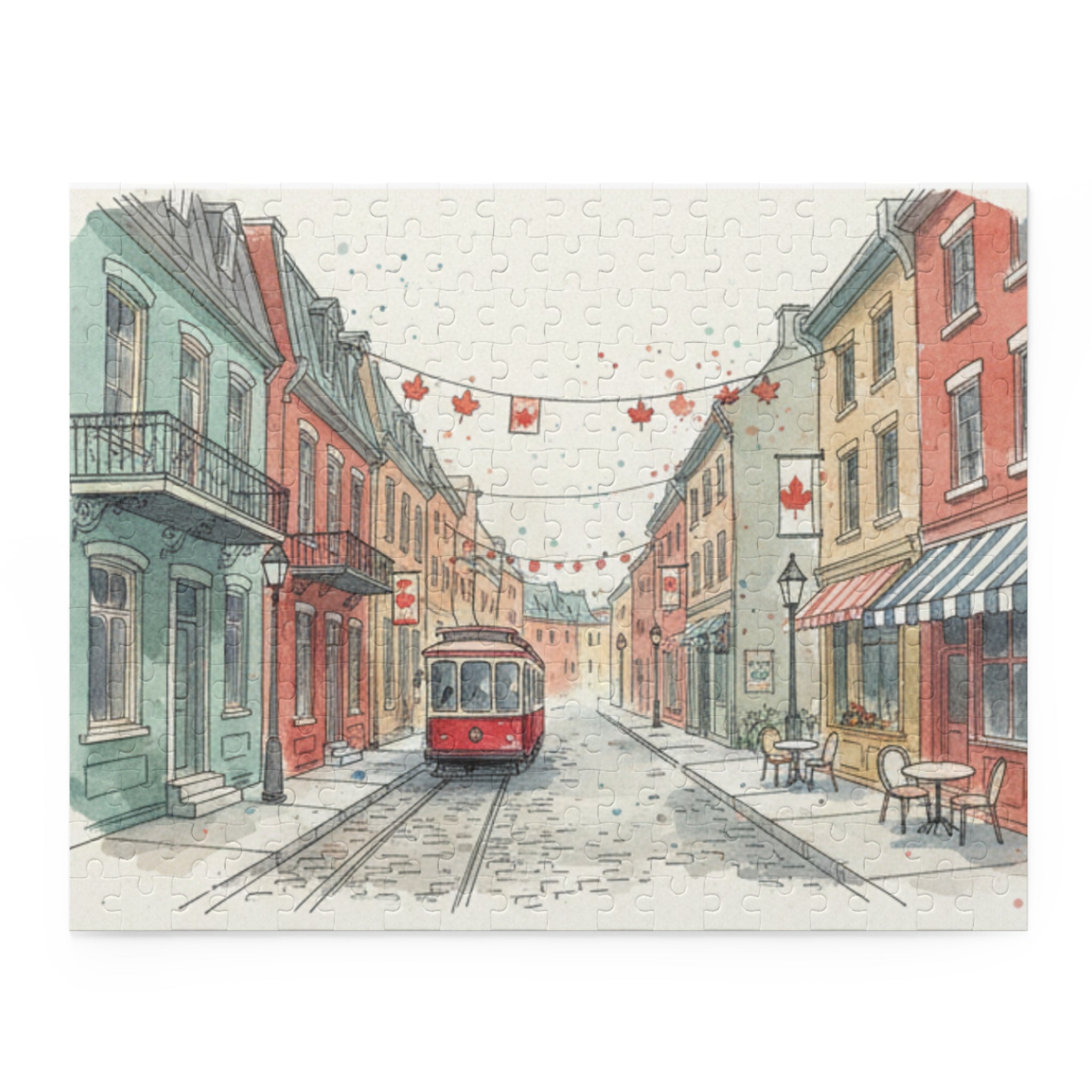 Vintage Streetcar Cityscape Puzzle —