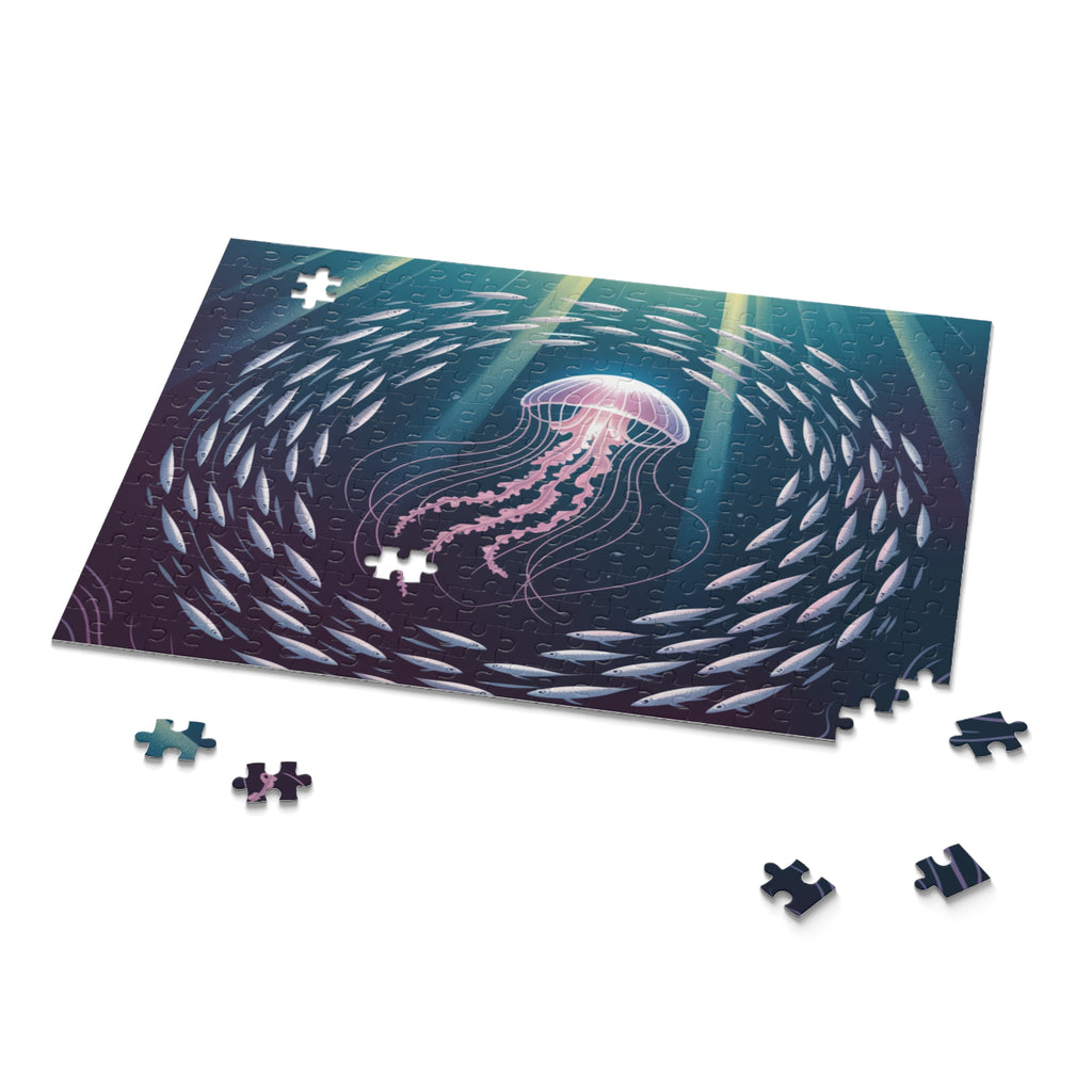 Ocean Jewels Puzzle – 120/252/500-Piece, Ocean Art, Jellyfish Decor, Sea Life Gift, Mindfulness Activity