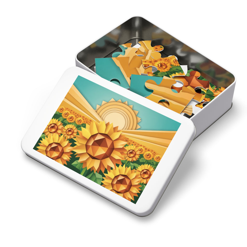 Geometric Sunflower Field Jigsaw Puzzle —