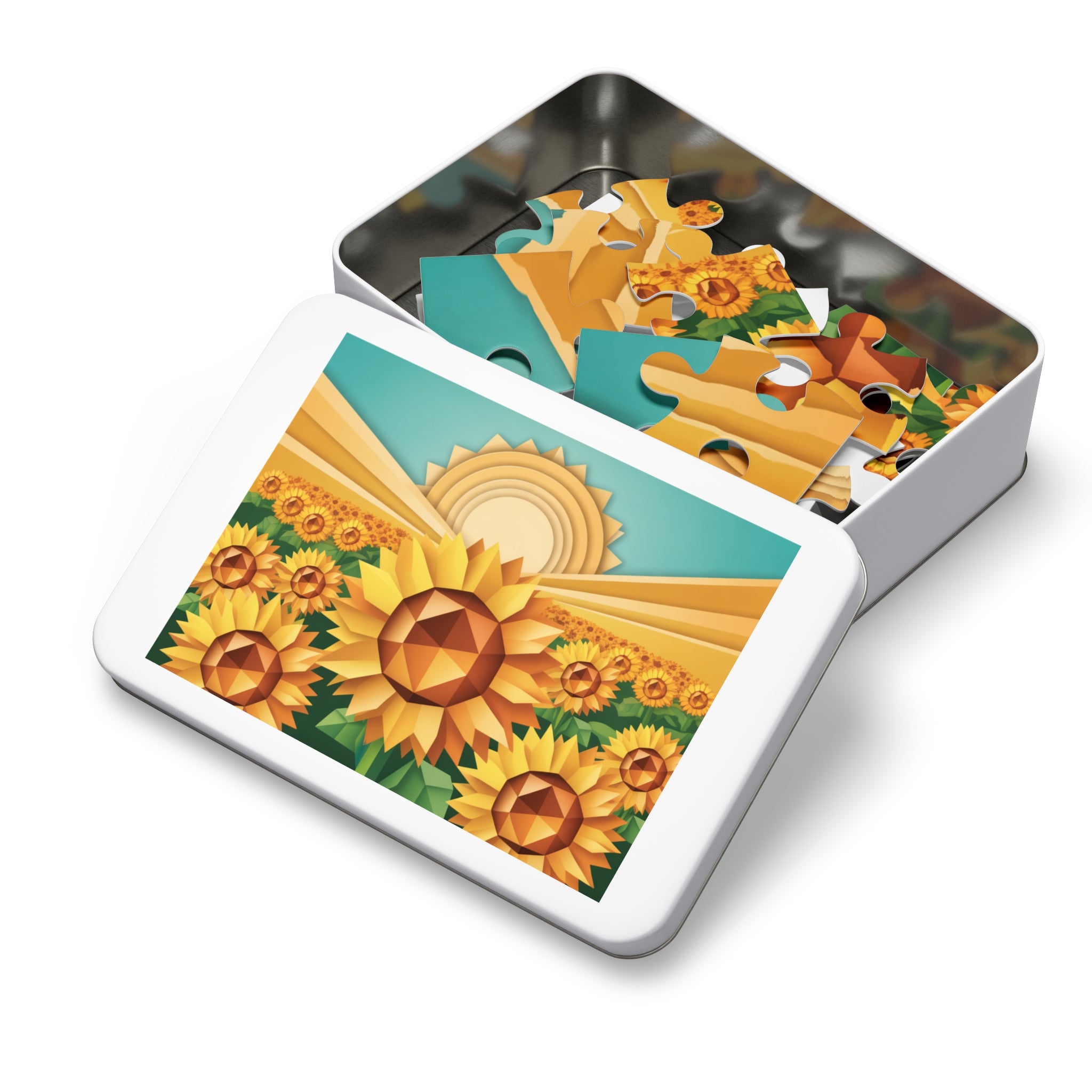 Geometric Sunflower Field Jigsaw Puzzle —