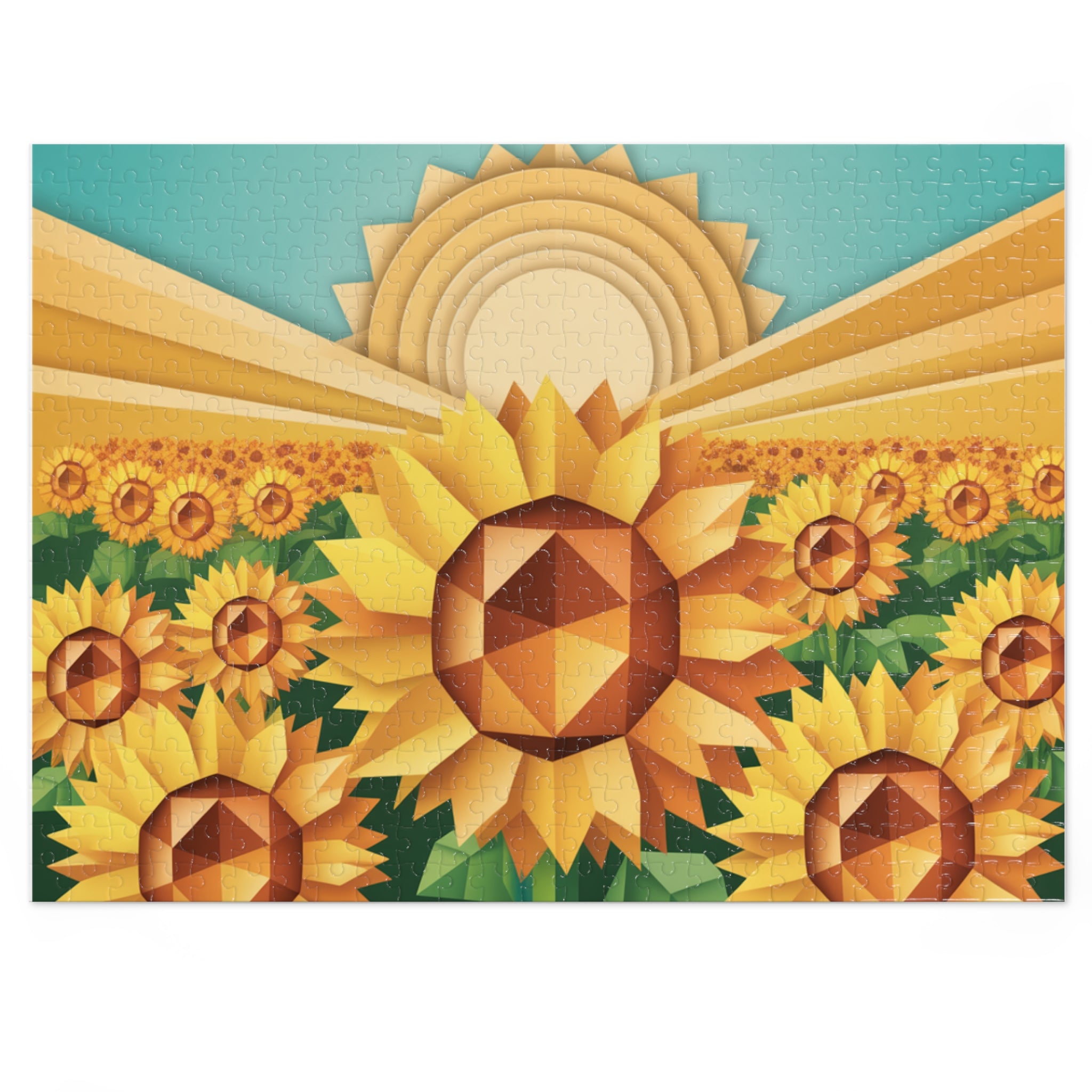 Geometric Sunflower Field Jigsaw Puzzle —