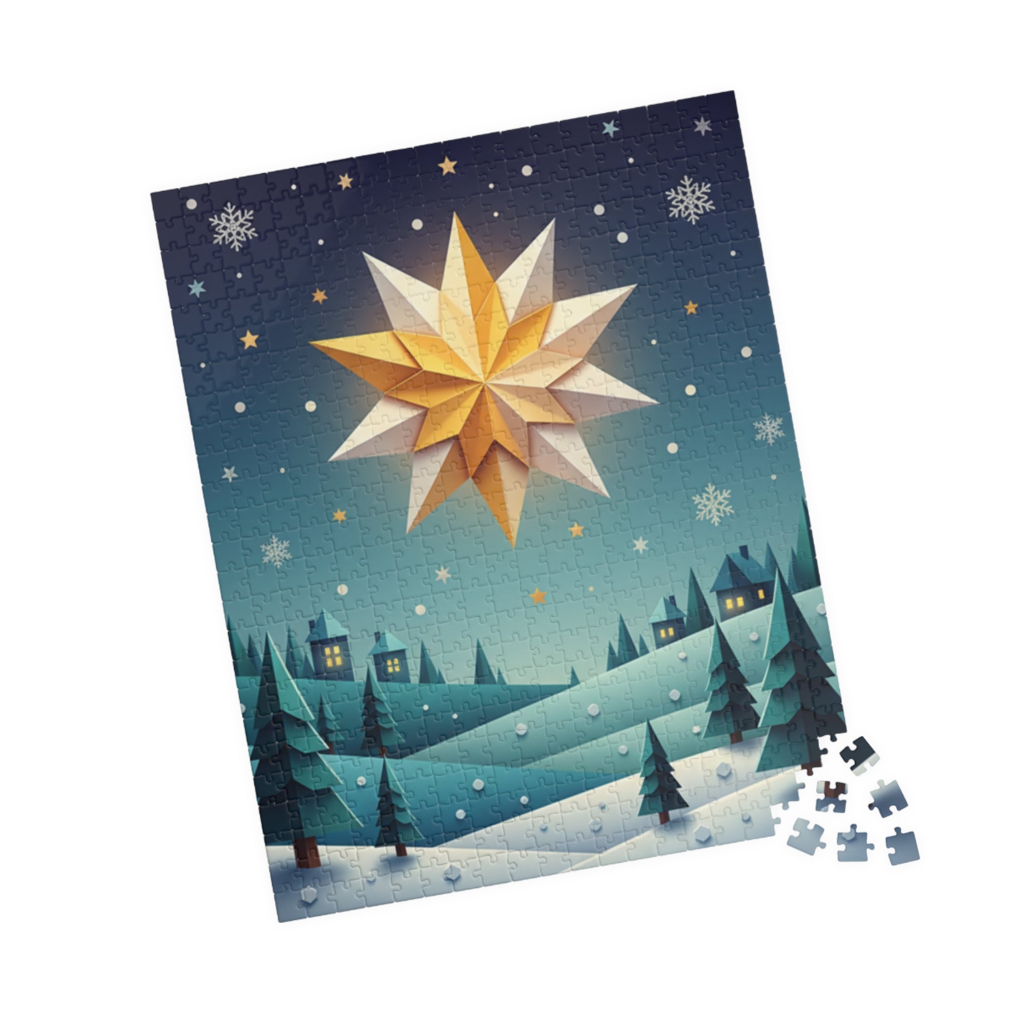 Starry Winter Night Puzzle — Scenic Christmas Jigsaw (110–1014 pcs)