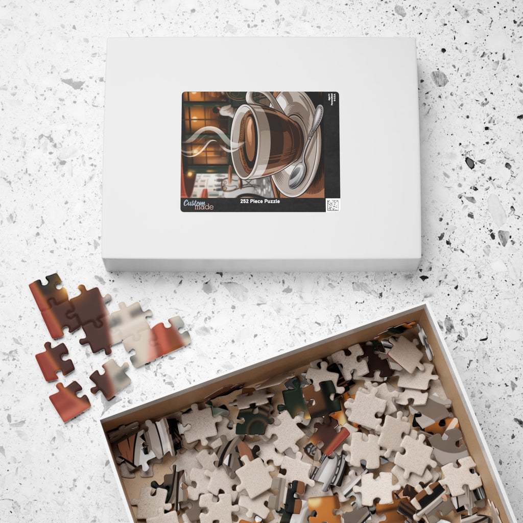 Coffee Shop Puzzle – 110, 252, 520, 1014-piece, Cozy Home Décor, Relaxing Gift for Coffee Lovers, Family Activity, Unique Café Art