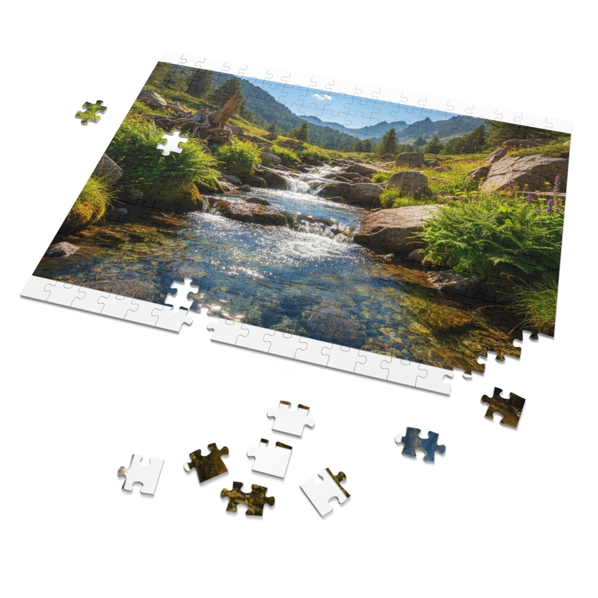 Mountain Stream Jigsaw Puzzle with Tin — Scenic Nature Puzzle for Adults & Kids