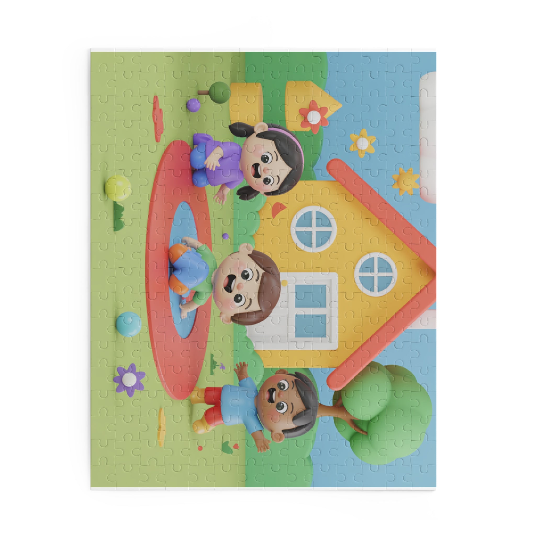 Kids' Fun Puzzle, Colorful Family Scene, Children’s Puzzle, Playtime Gift, Kids' Educational Toy