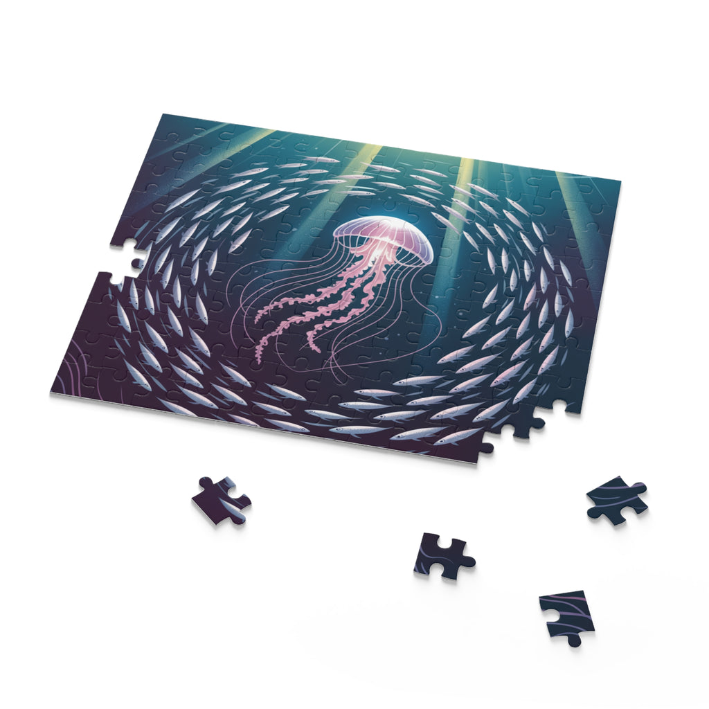 Ocean Jewels Puzzle – 120/252/500-Piece, Ocean Art, Jellyfish Decor, Sea Life Gift, Mindfulness Activity