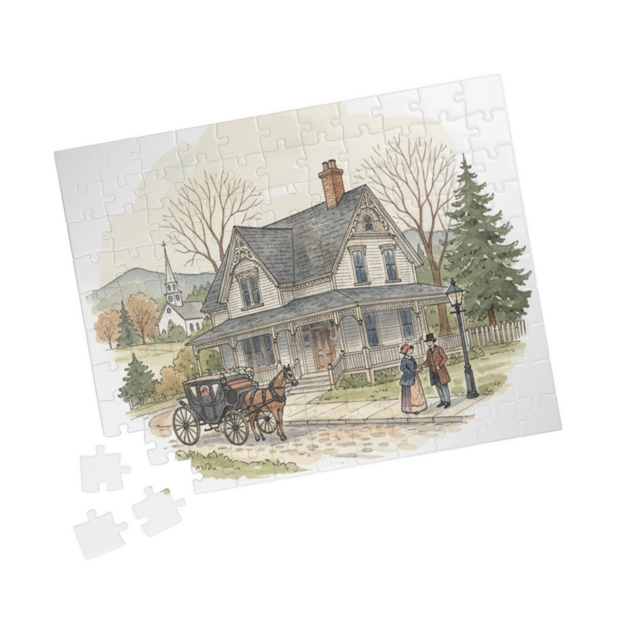 Vintage Cottage Scene Puzzle (110, 252, 520, 1014-piece)