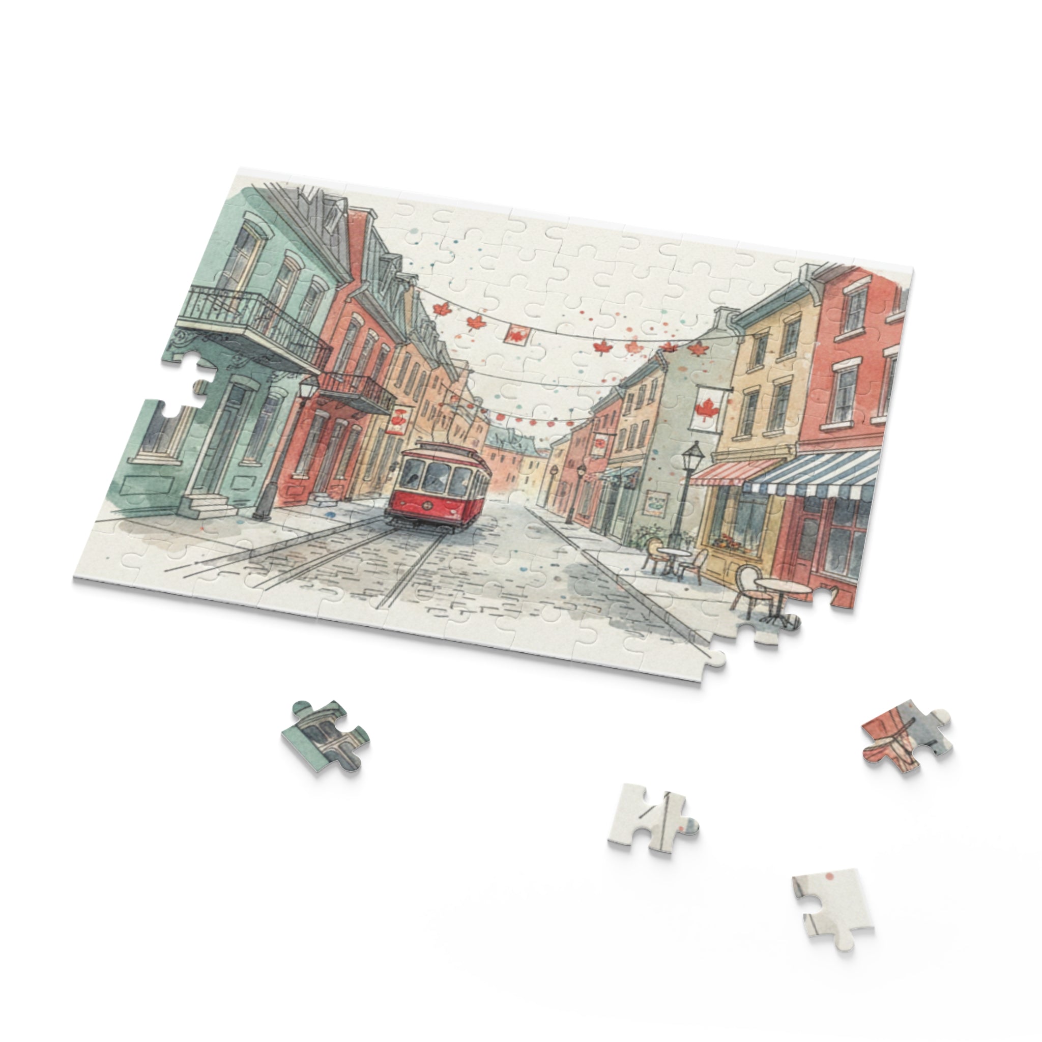 Vintage Streetcar Cityscape Puzzle —