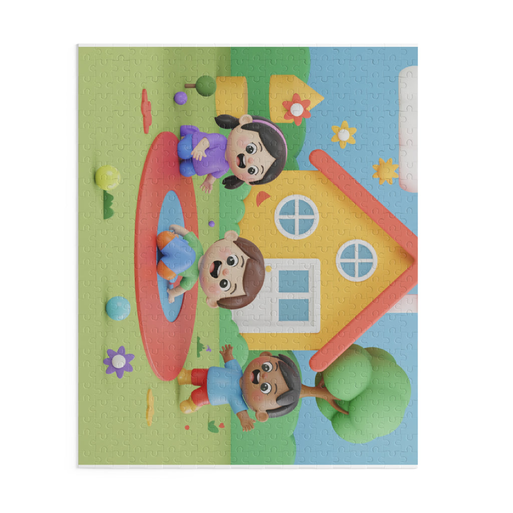 Kids' Fun Puzzle, Colorful Family Scene, Children’s Puzzle, Playtime Gift, Kids' Educational Toy