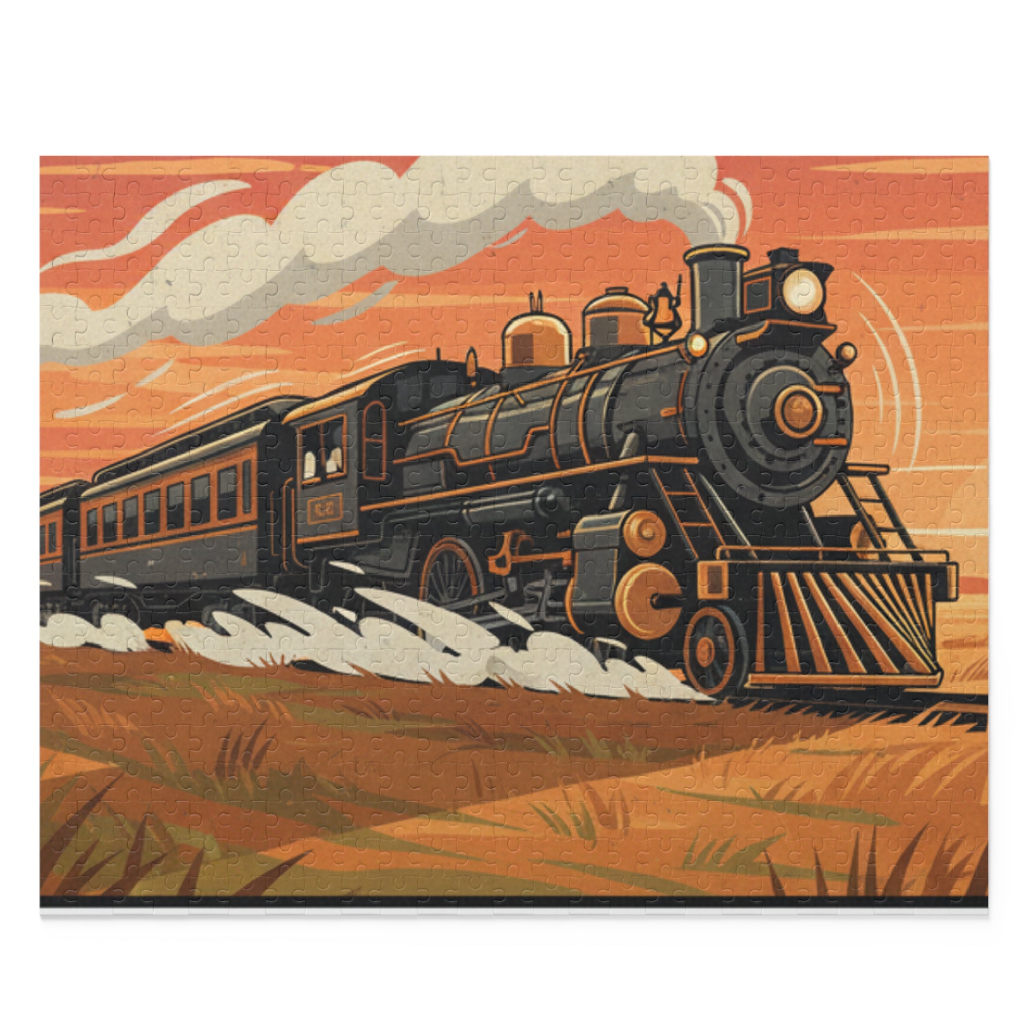 Vintage Steam Train Puzzle — 120/252/500-Piece Scenic Jigsaw