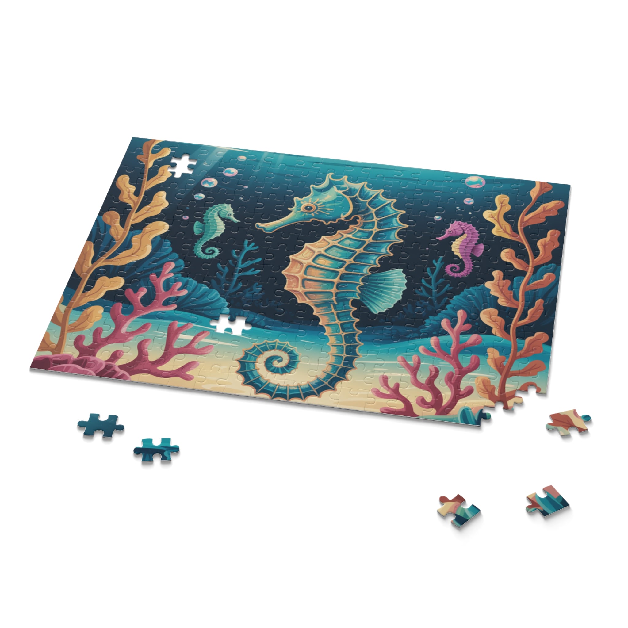 Seahorse Puzzle Adventure - Ocean-Themed 500-Piece Jigsaw, Marine Life Decor, Family Fun Activity, Perfect Gift for Kids & Adults