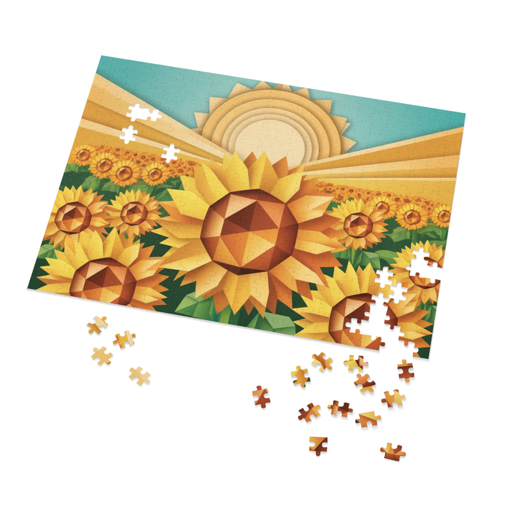 Geometric Sunflower Field Jigsaw Puzzle —