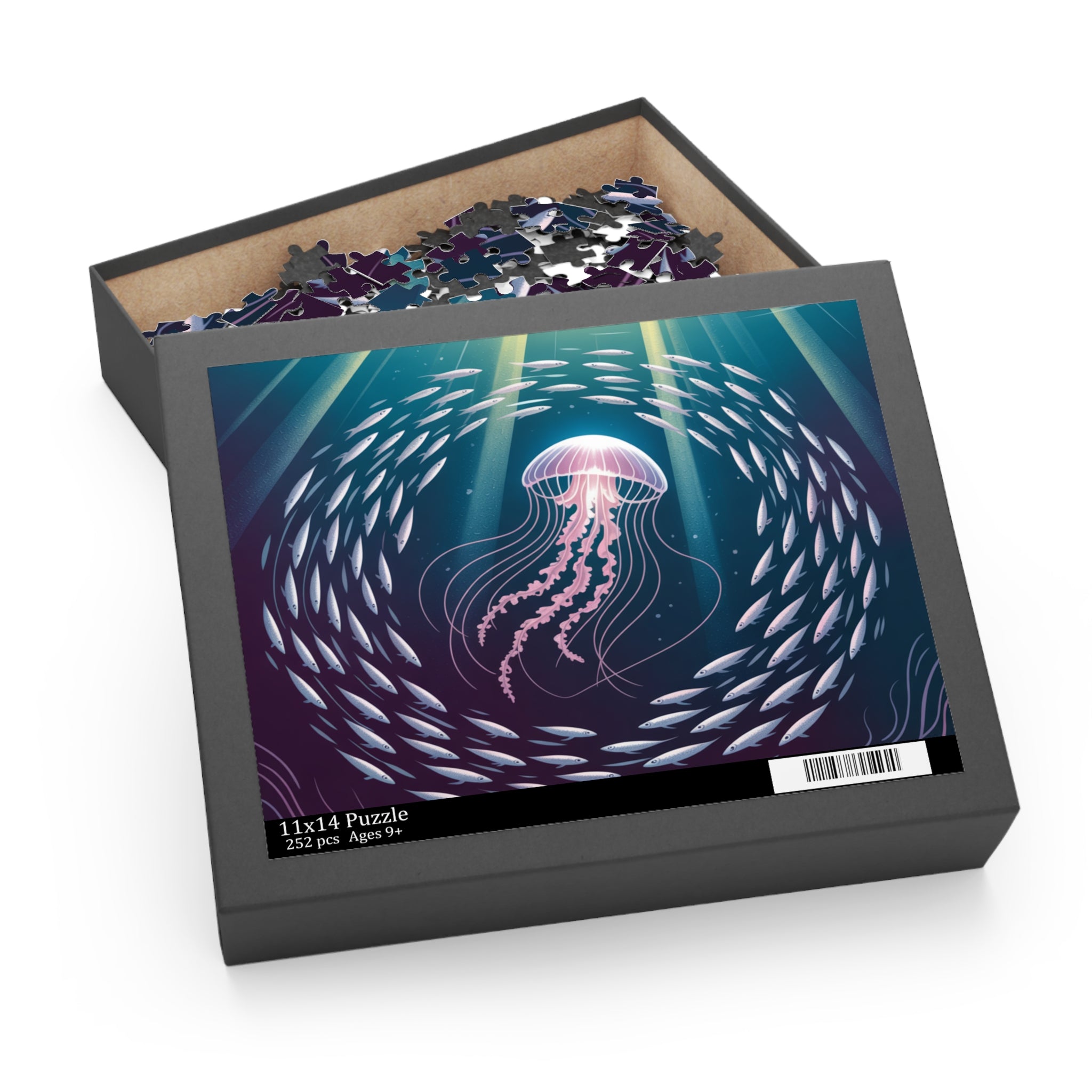 Ocean Jewels Puzzle – 120/252/500-Piece, Ocean Art, Jellyfish Decor, Sea Life Gift, Mindfulness Activity