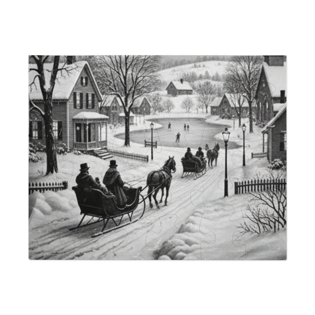 Winter Sleigh Ride Jigsaw Puzzle (with Tin)