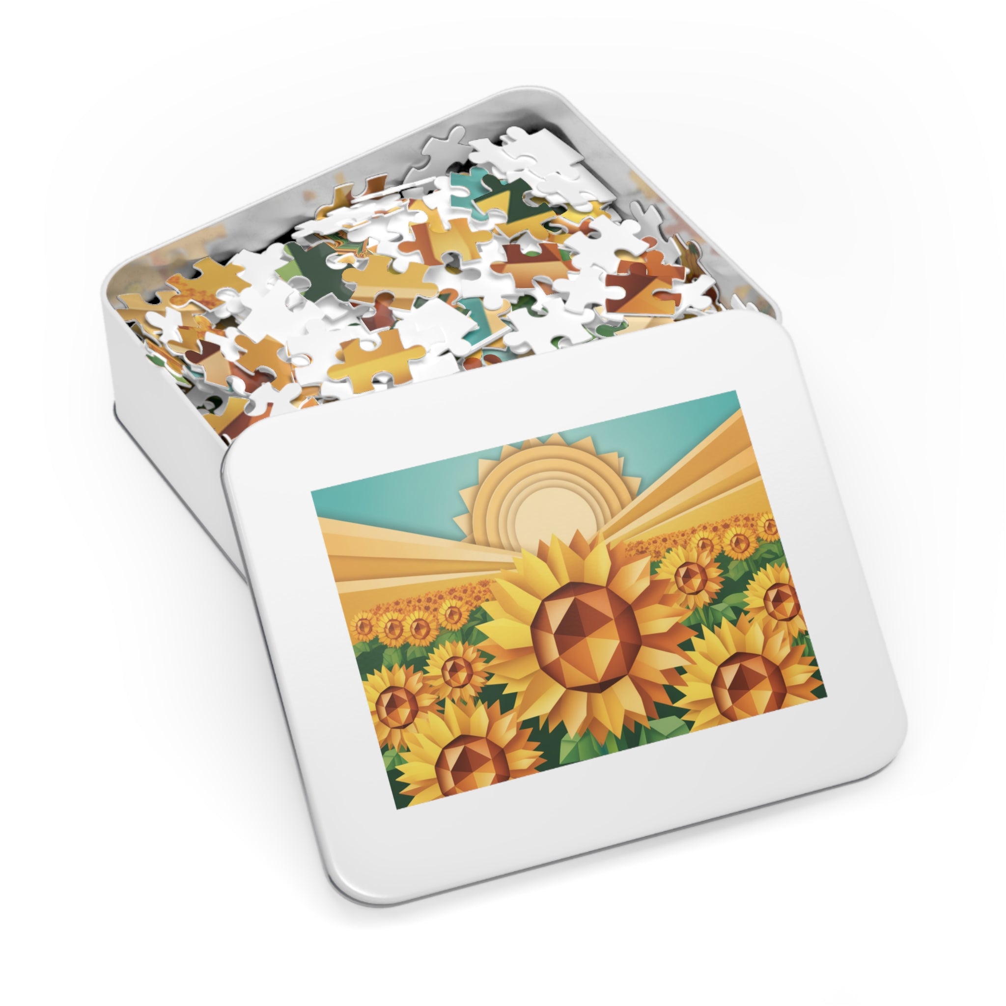 Geometric Sunflower Field Jigsaw Puzzle —