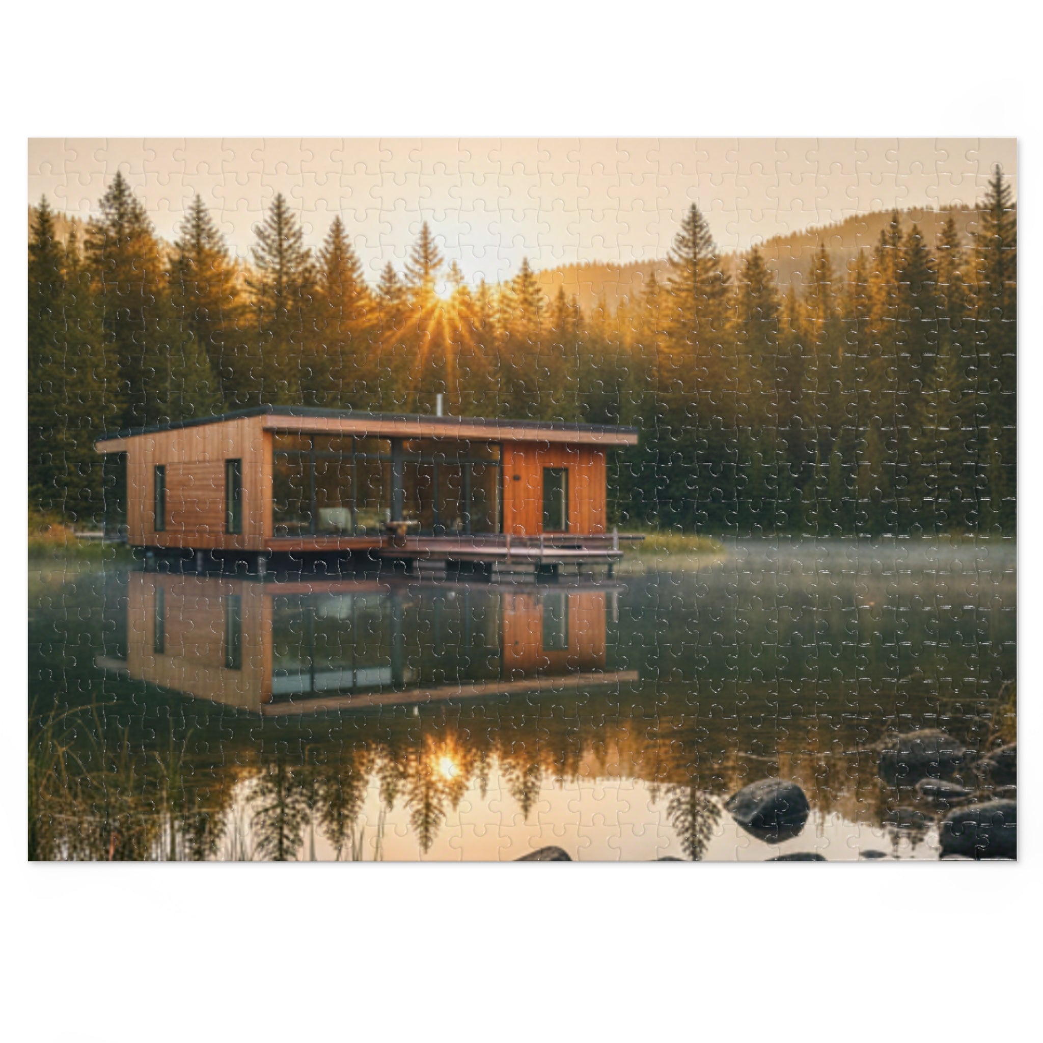 Lake House Puzzle —  Scenic Jigsaw with Tin Gift Box