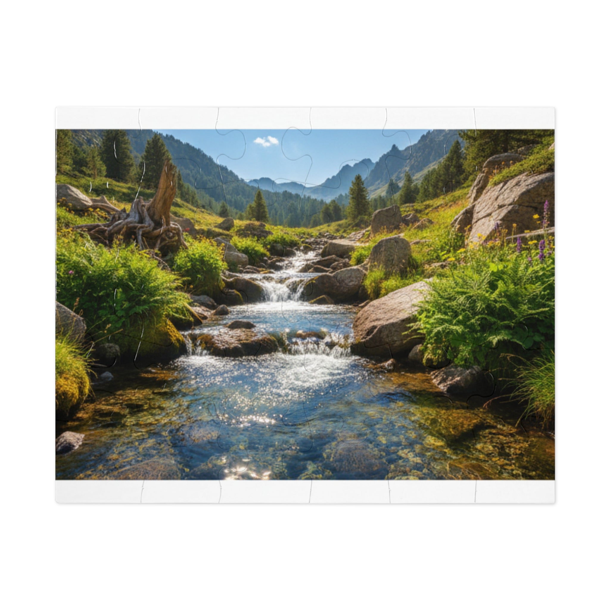 Mountain Stream Jigsaw Puzzle with Tin — Scenic Nature Puzzle for Adults & Kids