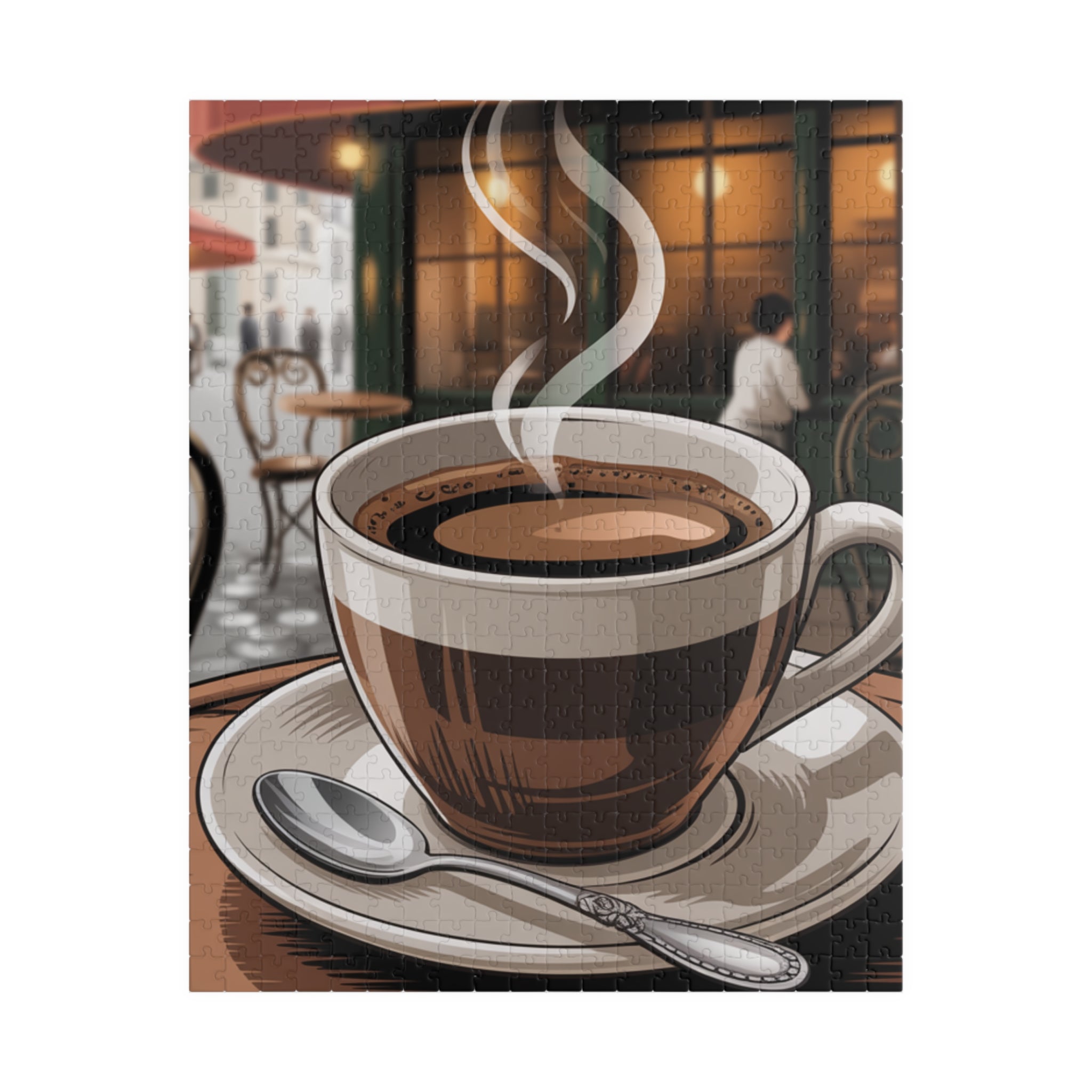 Coffee Shop Puzzle – 110, 252, 520, 1014-piece, Cozy Home Décor, Relaxing Gift for Coffee Lovers, Family Activity, Unique Café Art