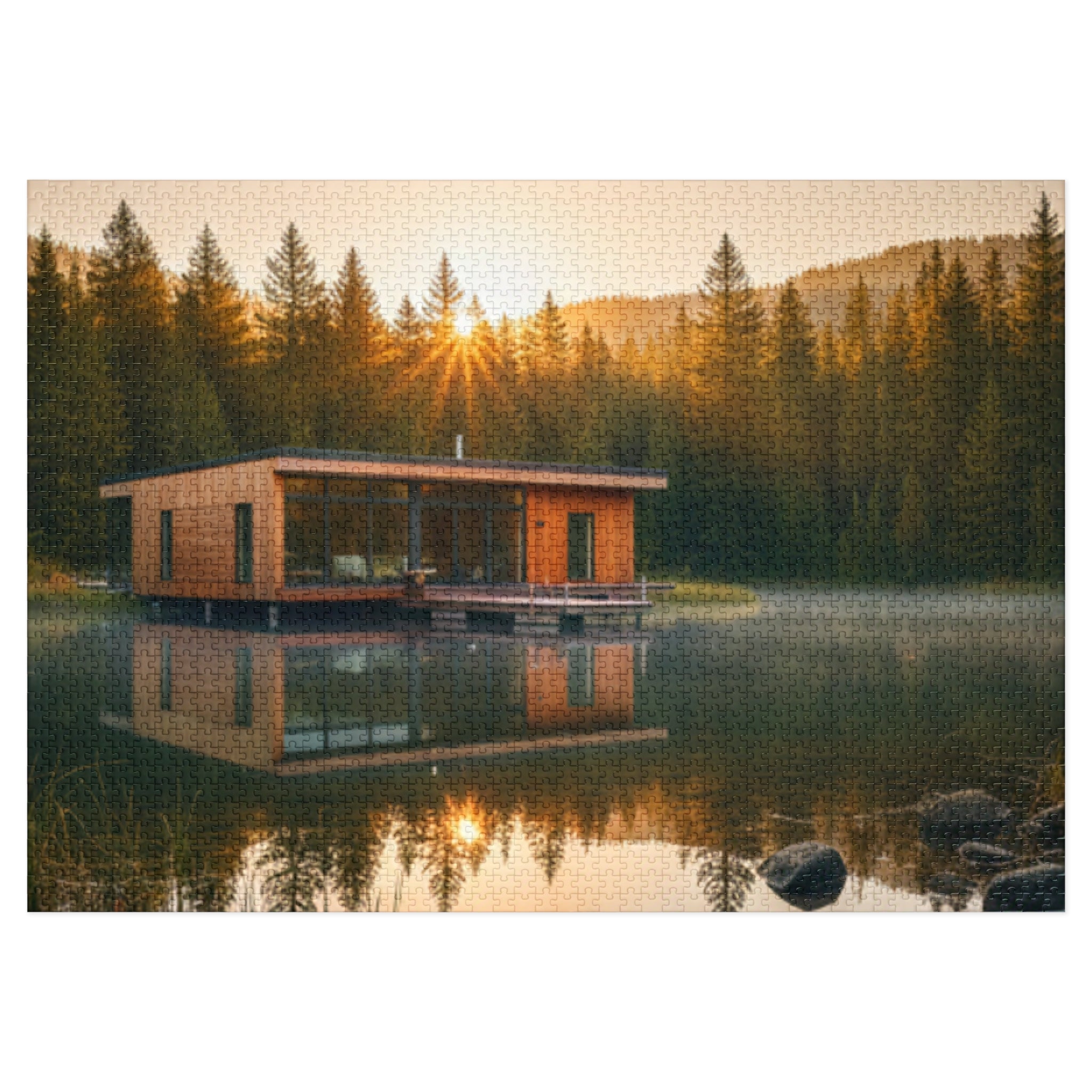 Lake House Puzzle —  Scenic Jigsaw with Tin Gift Box