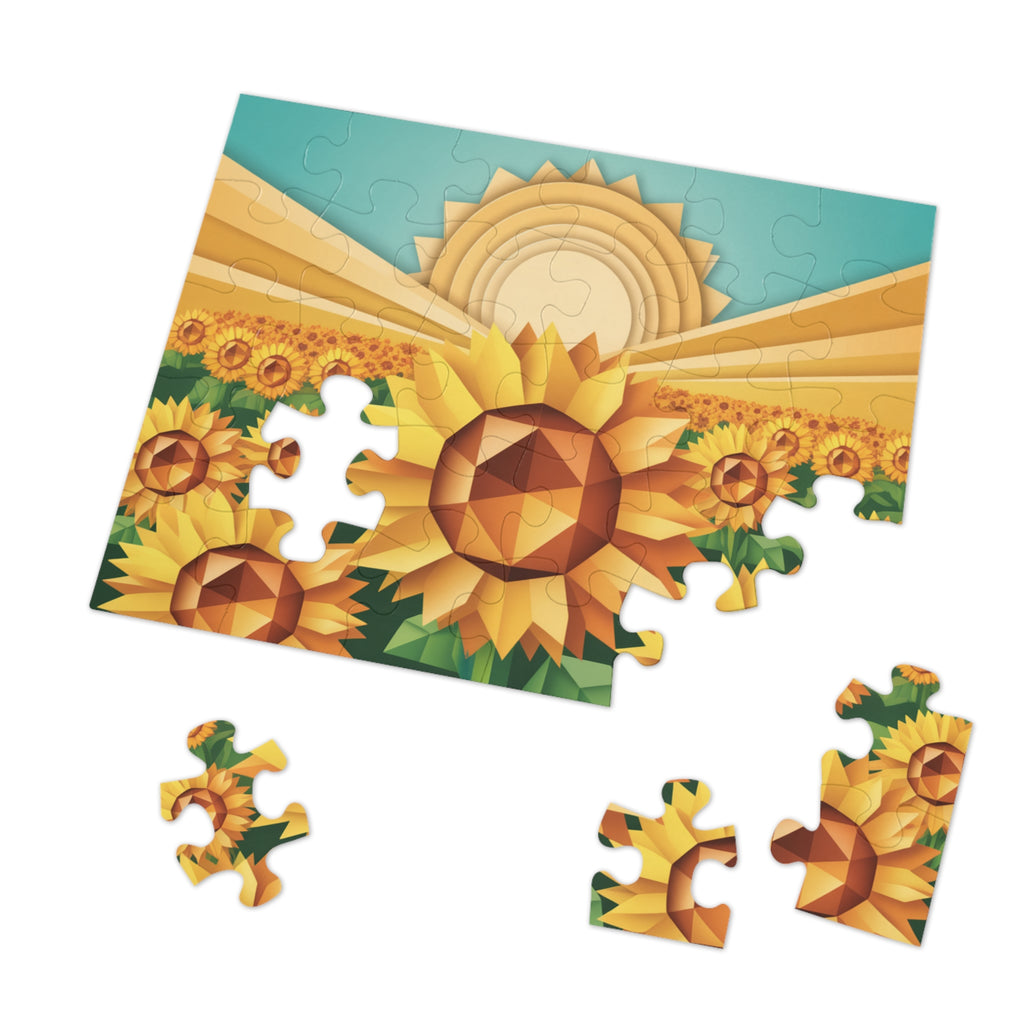 Geometric Sunflower Field Jigsaw Puzzle —