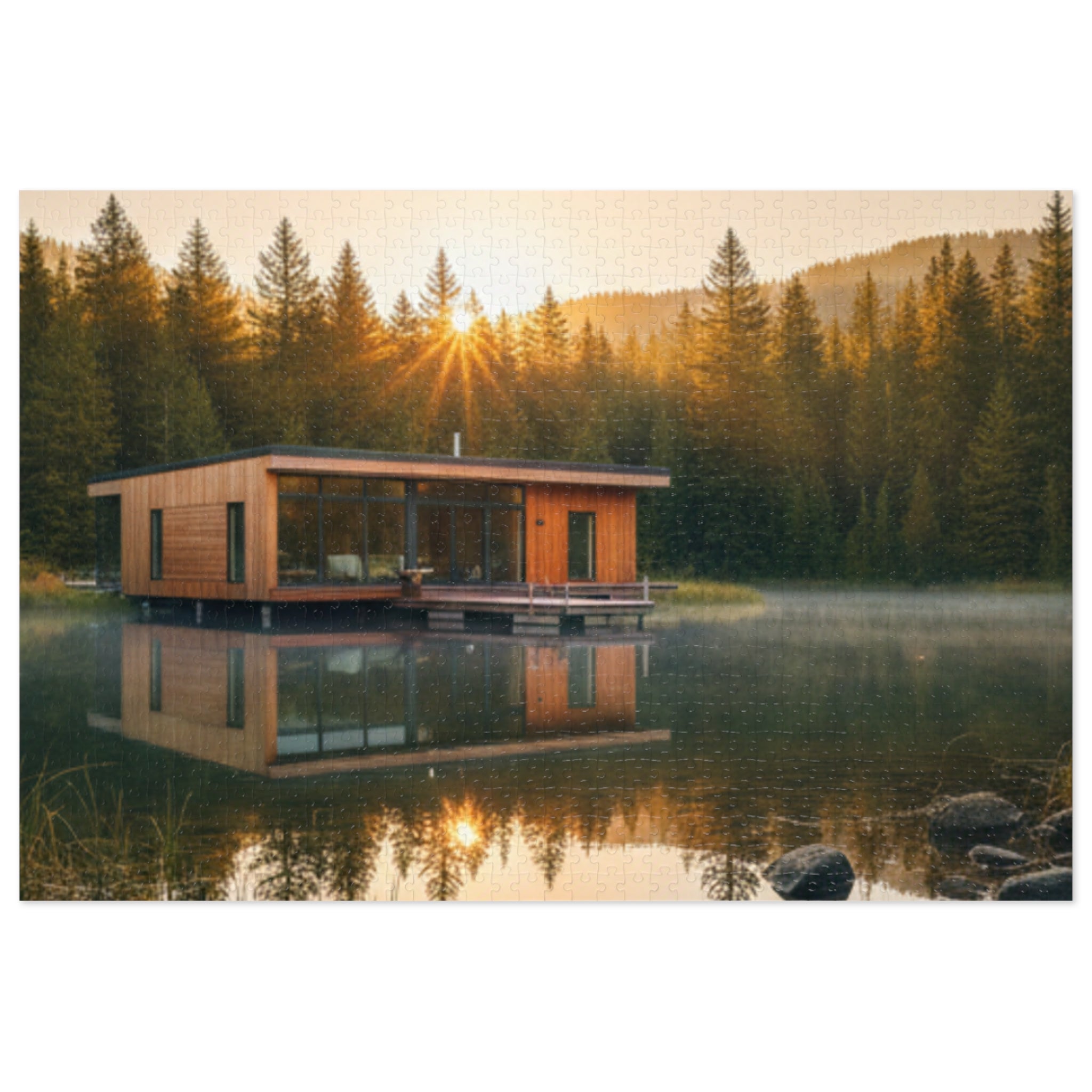 Lake House Puzzle —  Scenic Jigsaw with Tin Gift Box