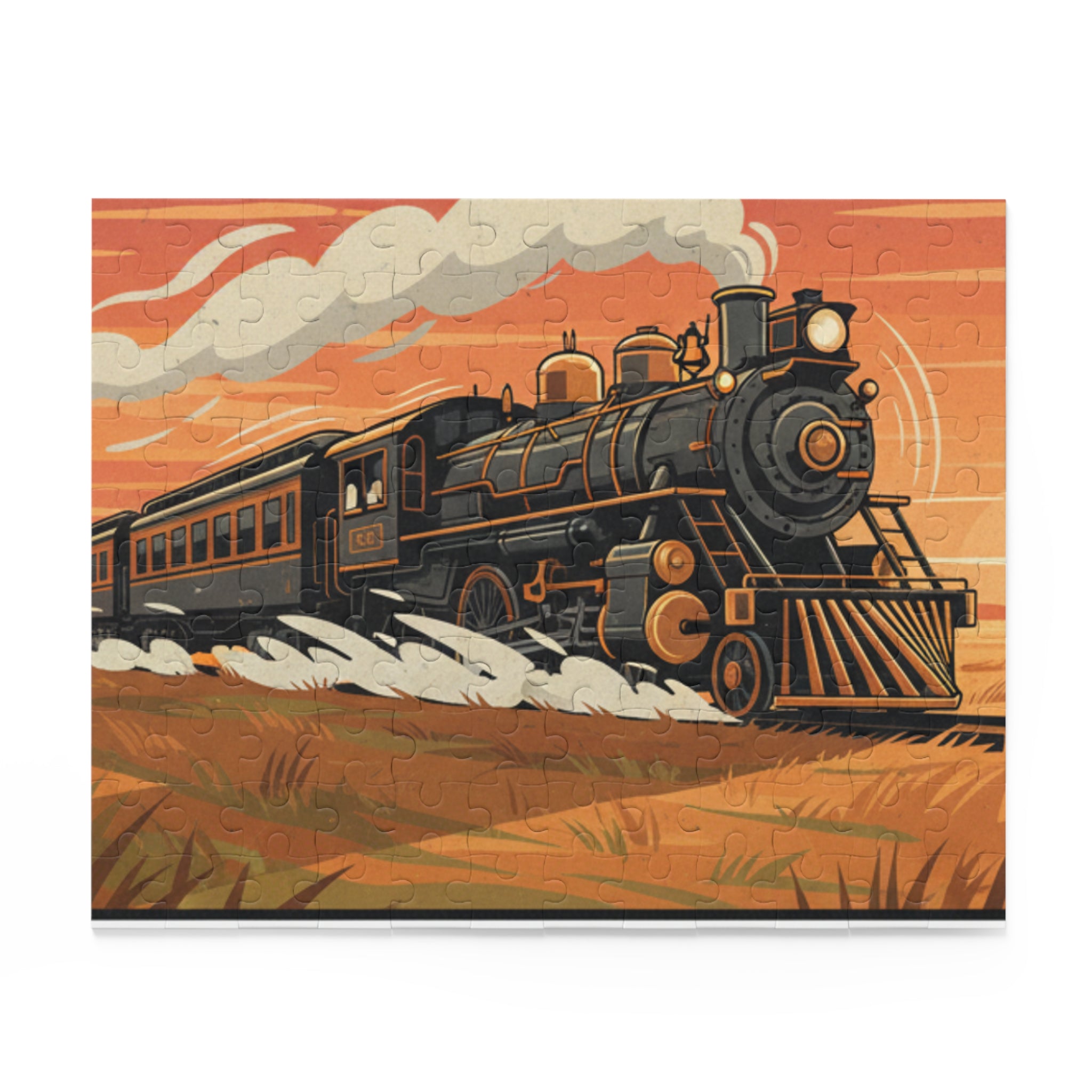 Vintage Steam Train Puzzle — 120/252/500-Piece Scenic Jigsaw