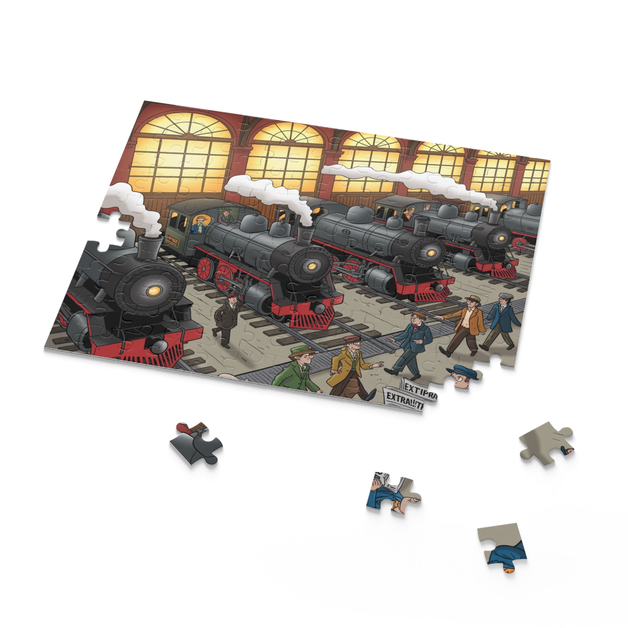 Vintage Steam Train Puzzle - 120, 252, 500 Pieces, Perfect Gift for Train Lovers, Family Game Night, Educational Fun, Unique Home Decor