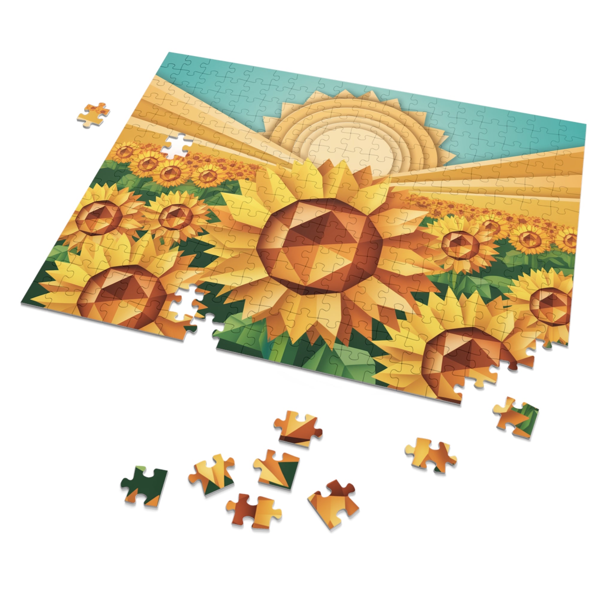 Geometric Sunflower Field Jigsaw Puzzle —