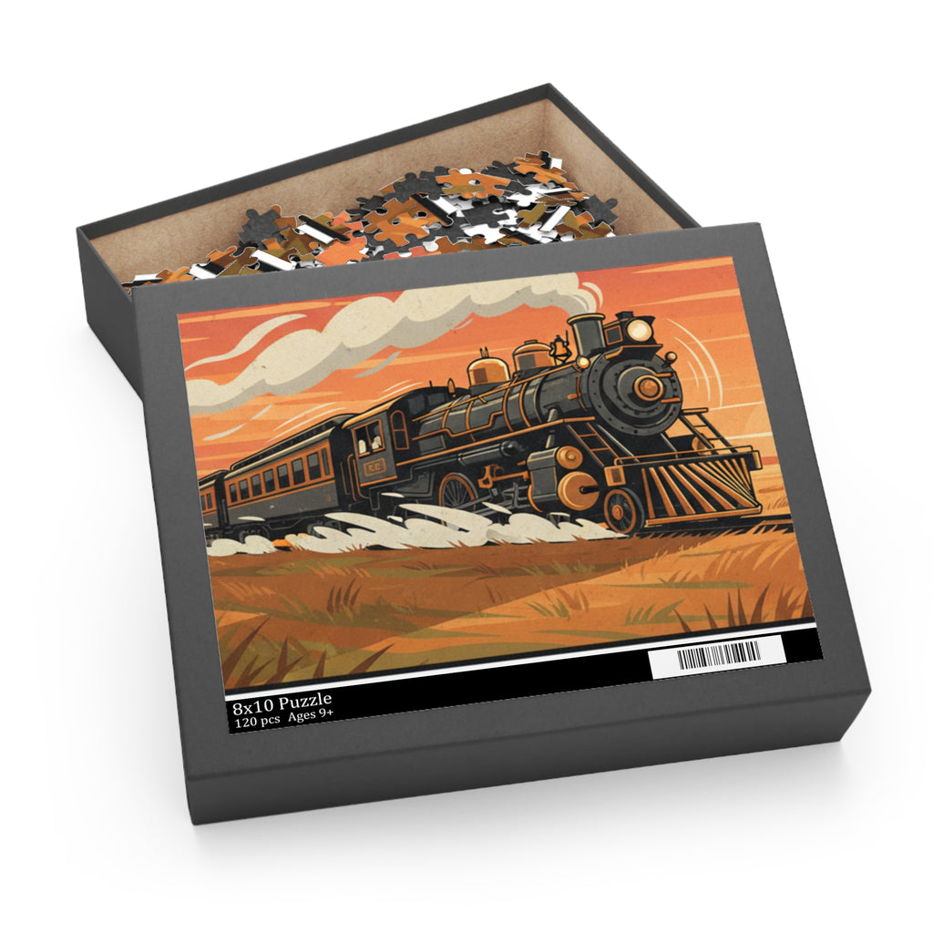 Vintage Steam Train Puzzle — 120/252/500-Piece Scenic Jigsaw