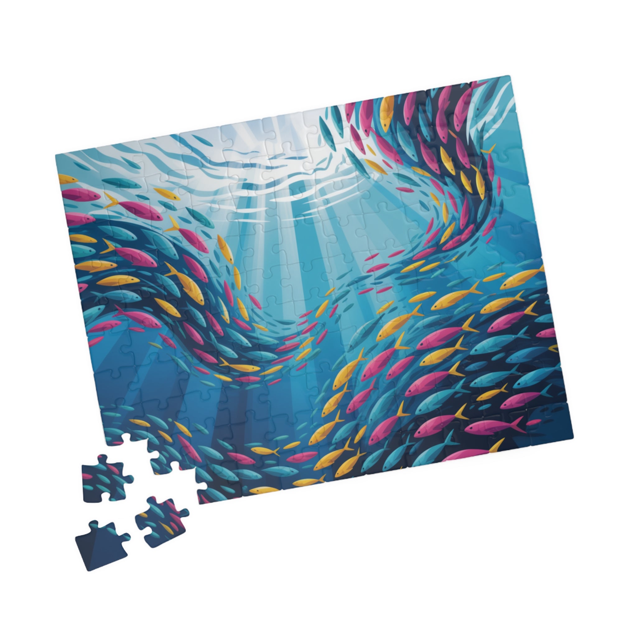 Colorful Fish Swimming Puzzle - Perfect for Relaxation, Family Fun, Educational Activity, Gift for All Ages, Decor