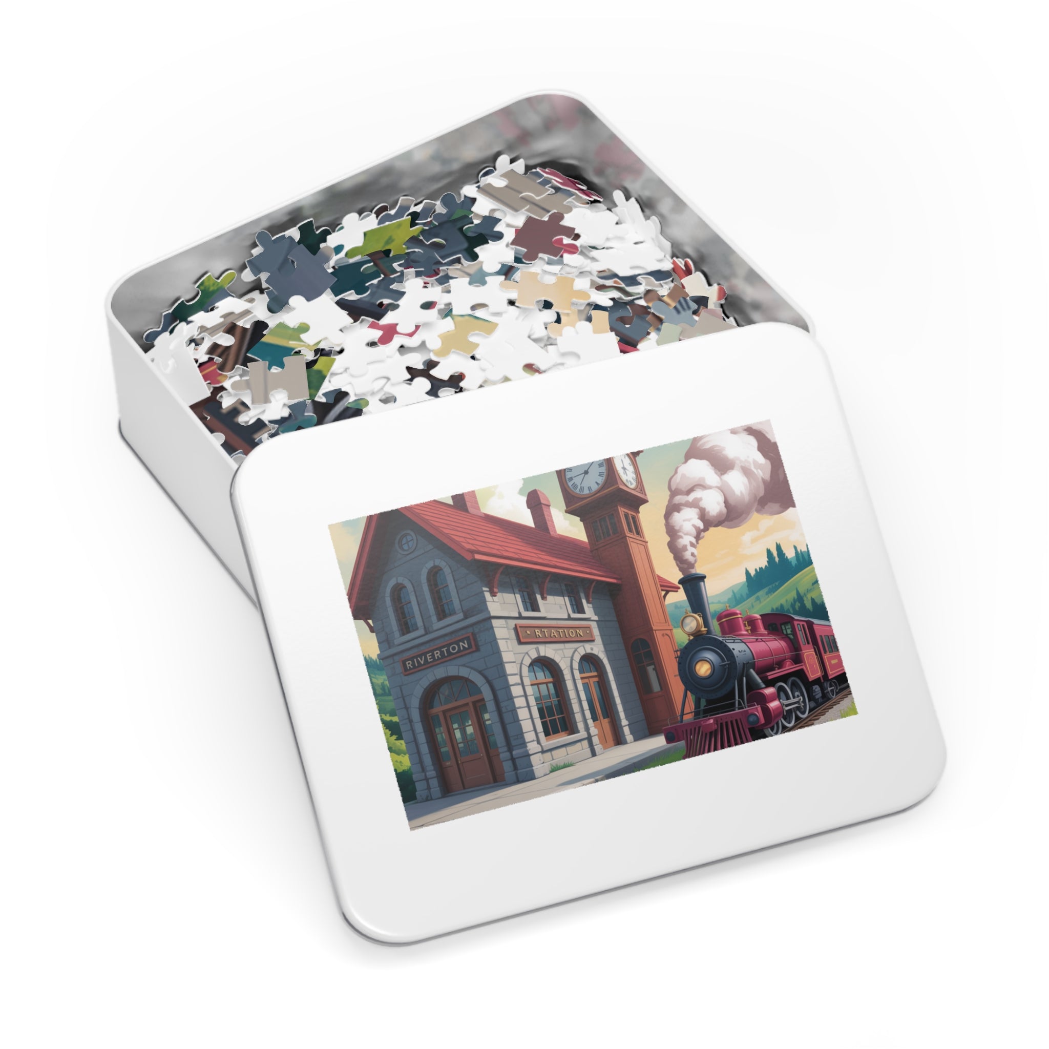 Vintage Train Jigsaw Puzzle with Tin - Perfect Gift for Puzzle Lovers, Family Game Night, Home Decor, Train Enthusiasts, Kids' Activity