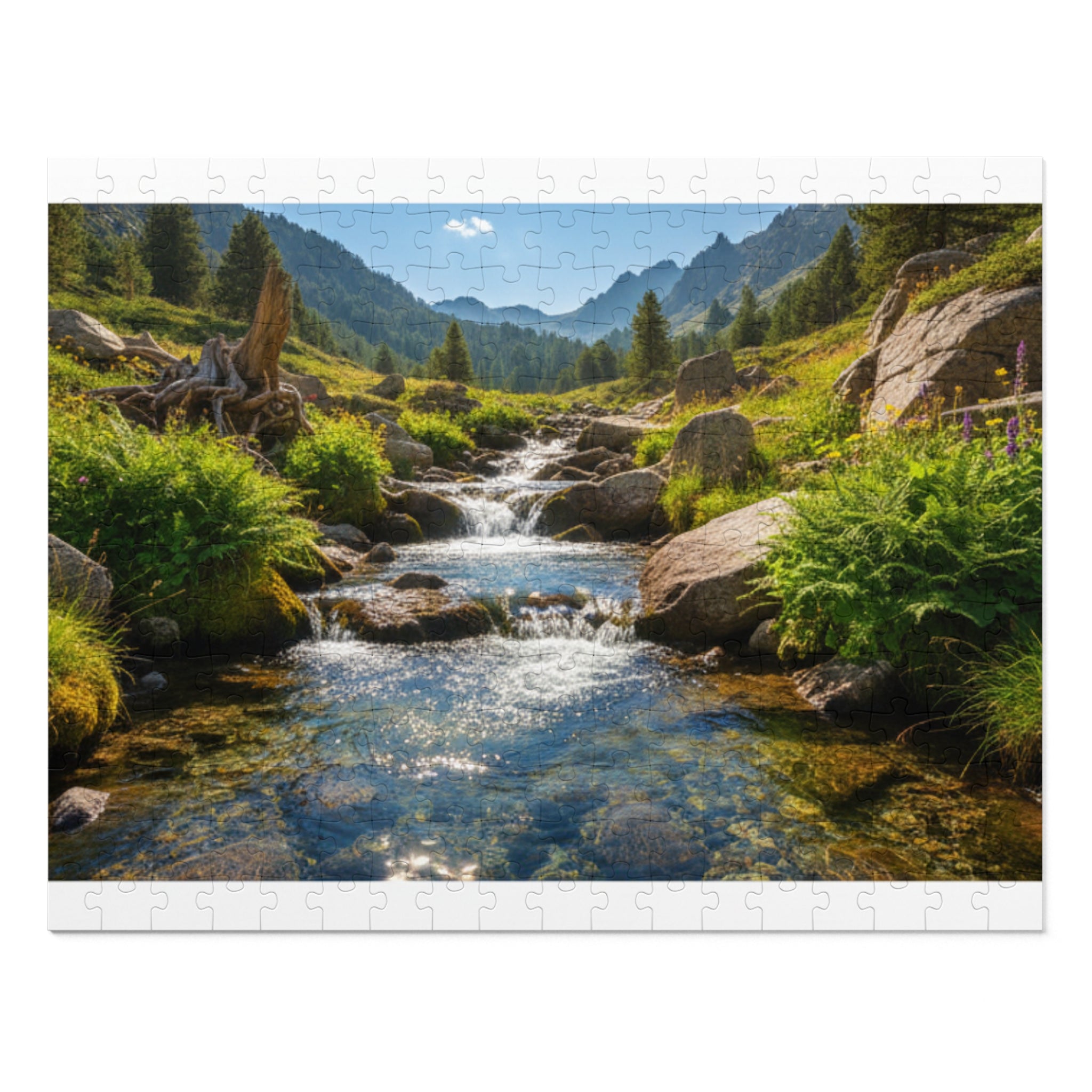 Mountain Stream Jigsaw Puzzle with Tin — Scenic Nature Puzzle for Adults & Kids