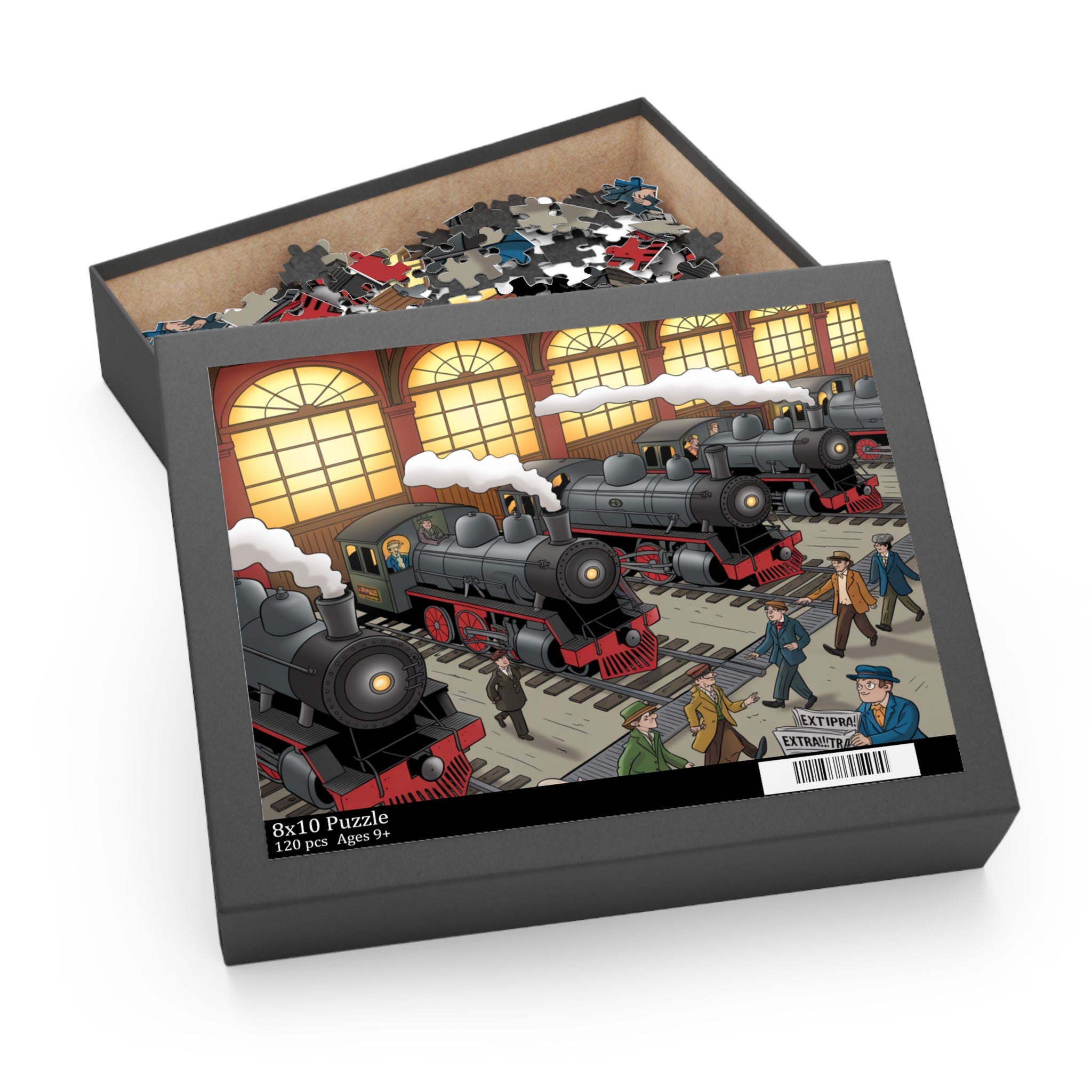 Vintage Steam Train Puzzle - 120, 252, 500 Pieces, Perfect Gift for Train Lovers, Family Game Night, Educational Fun, Unique Home Decor