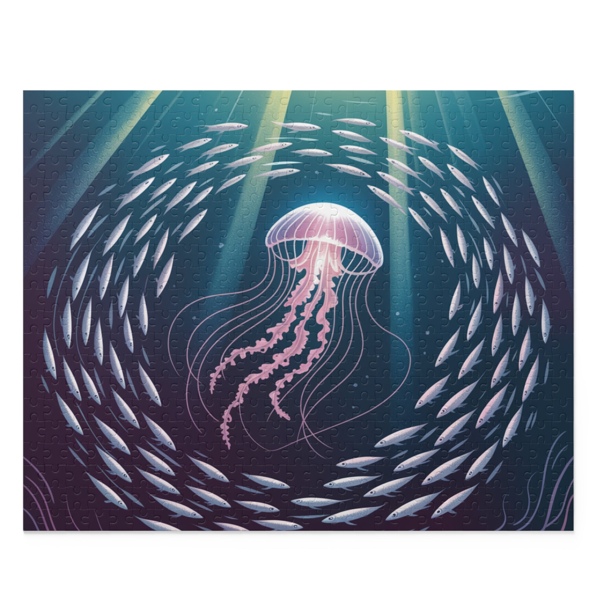 Ocean Jewels Puzzle – 120/252/500-Piece, Ocean Art, Jellyfish Decor, Sea Life Gift, Mindfulness Activity