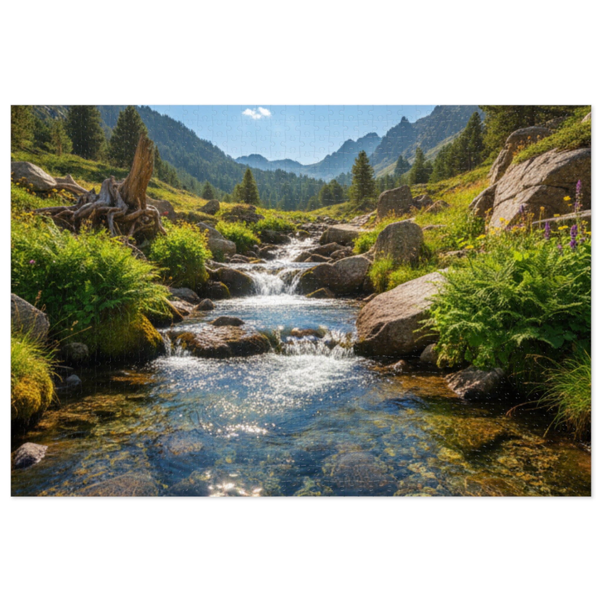 Mountain Stream Jigsaw Puzzle with Tin — Scenic Nature Puzzle for Adults & Kids