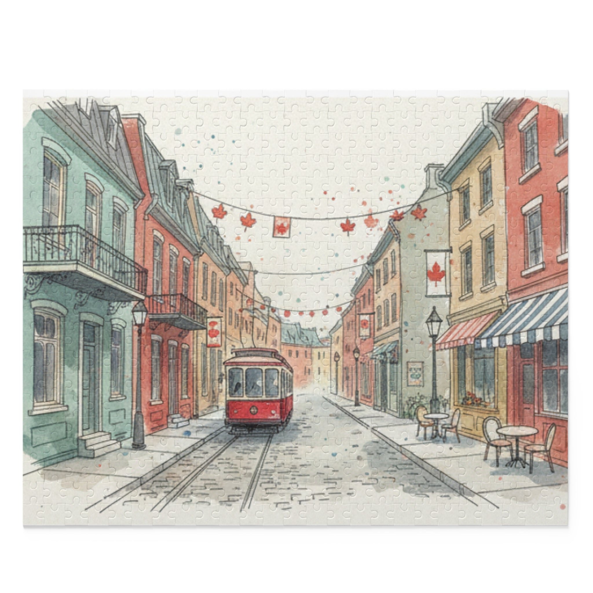 Vintage Streetcar Cityscape Puzzle —