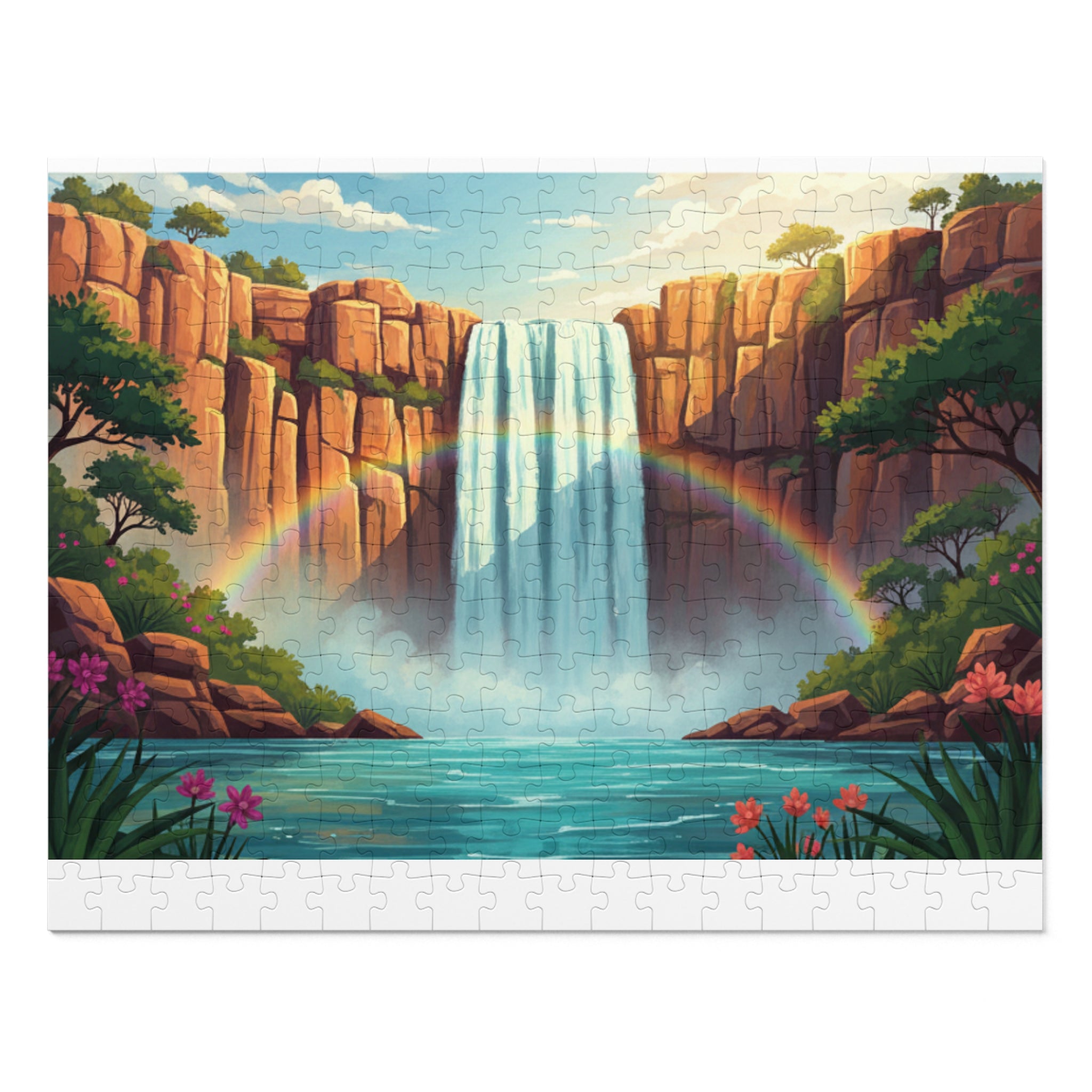 Waterfall Rainbow Jigsaw Puzzle with Tin — Scenic 500‑Piece Puzzle Gift