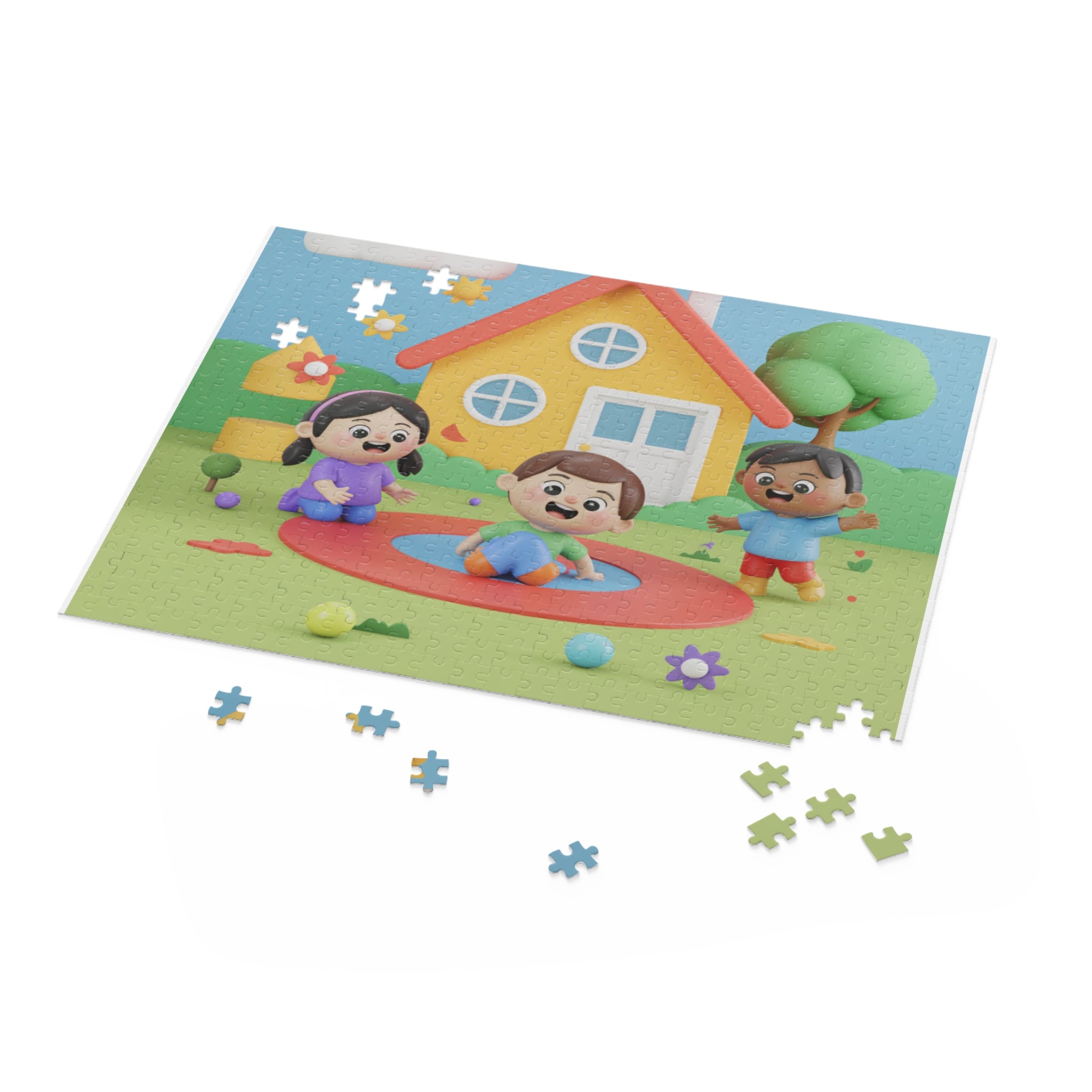 Kids' Fun Puzzle, Colorful Family Scene, Children’s Puzzle, Playtime Gift, Kids' Educational Toy