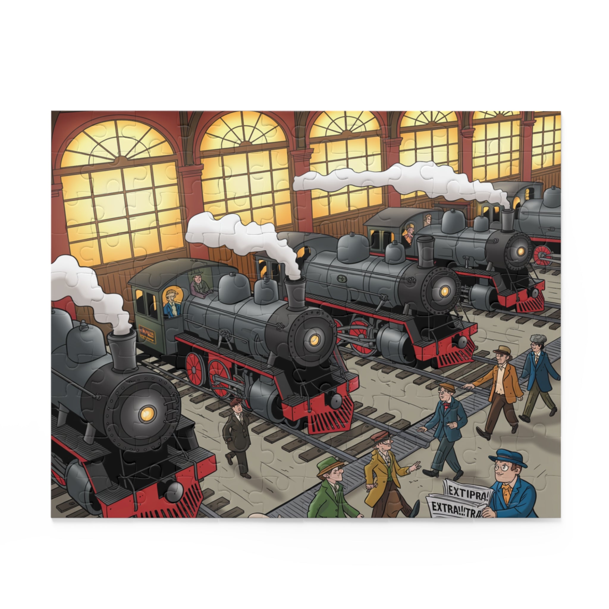 Vintage Steam Train Puzzle - 120, 252, 500 Pieces, Perfect Gift for Train Lovers, Family Game Night, Educational Fun, Unique Home Decor