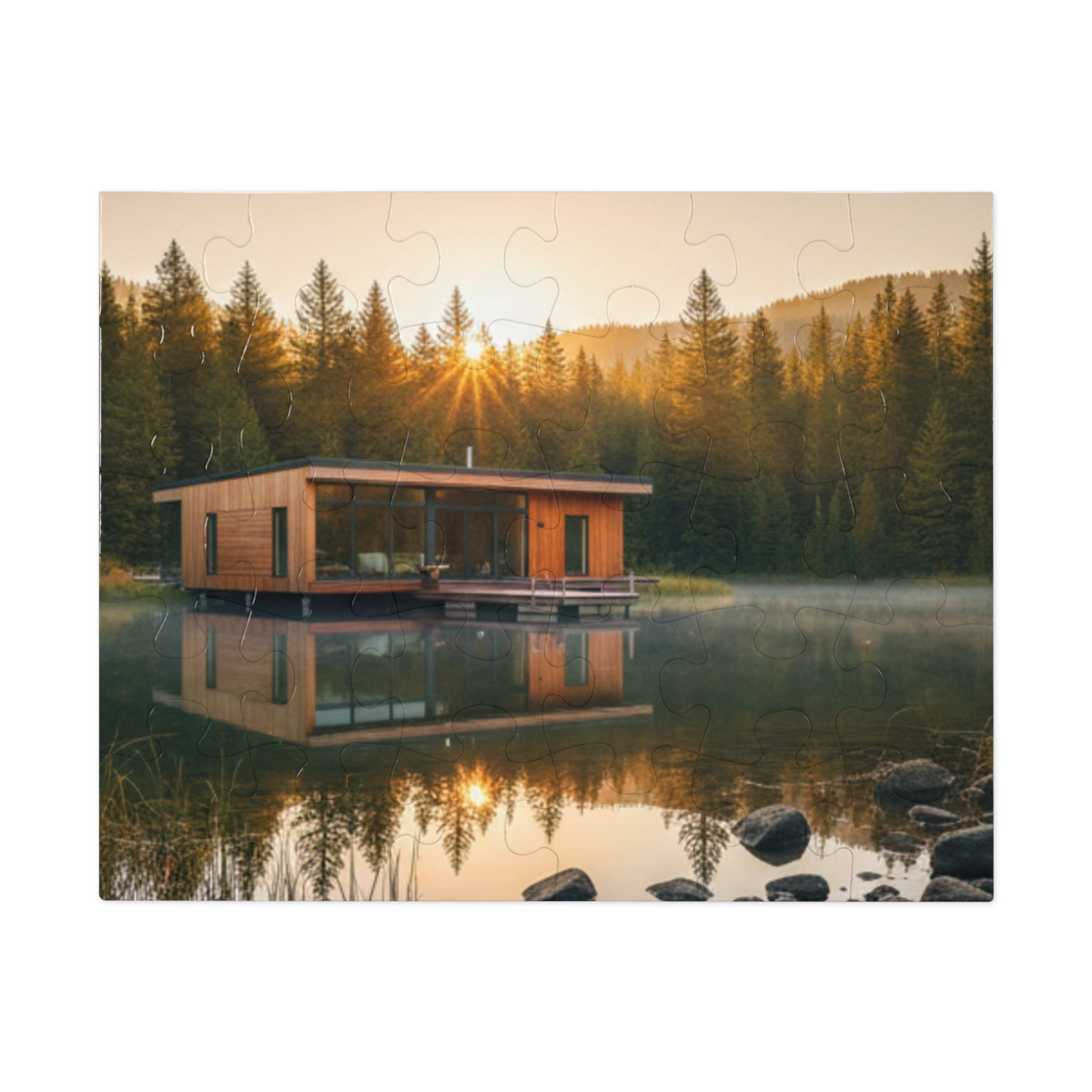 Lake House Puzzle —  Scenic Jigsaw with Tin Gift Box