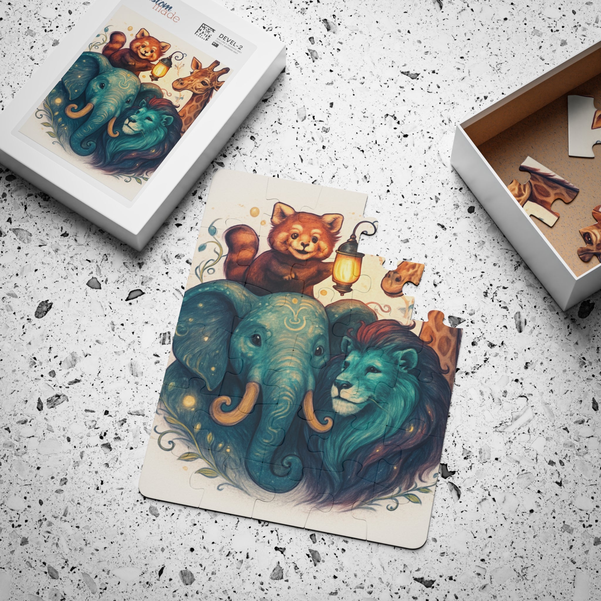 Royal Wild Friends 30-Piece Kids Puzzle — Elephant, Lion, Giraffe & Red Panda