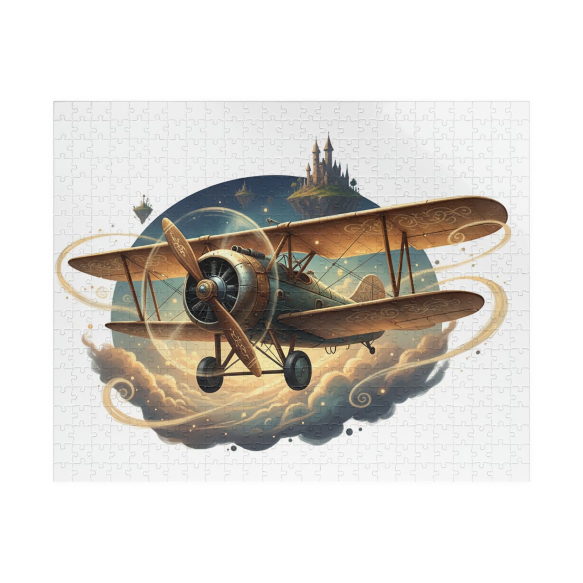 Vintage Biplane Jigsaw Puzzle — Retro Airplane Scene (110–1014 Pieces)