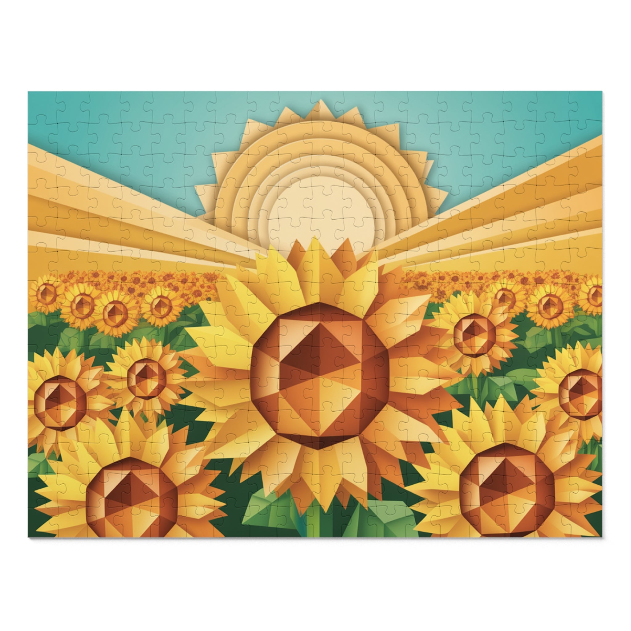 Geometric Sunflower Field Jigsaw Puzzle —