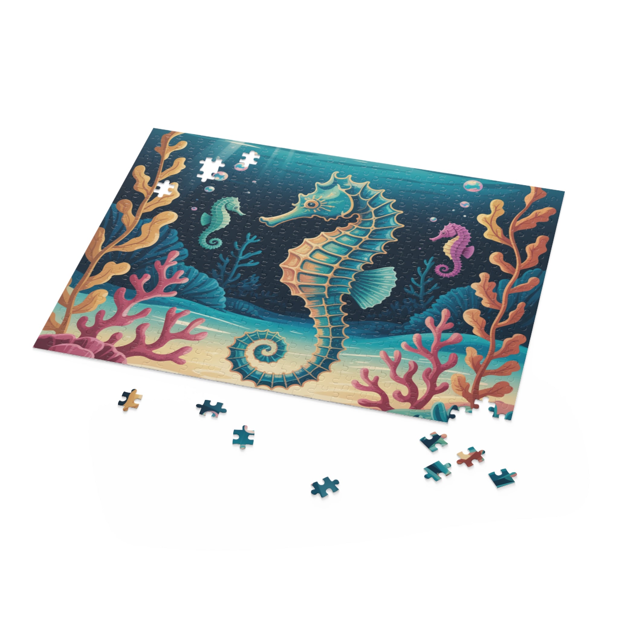 Seahorse Puzzle Adventure - Ocean-Themed 500-Piece Jigsaw, Marine Life Decor, Family Fun Activity, Perfect Gift for Kids & Adults