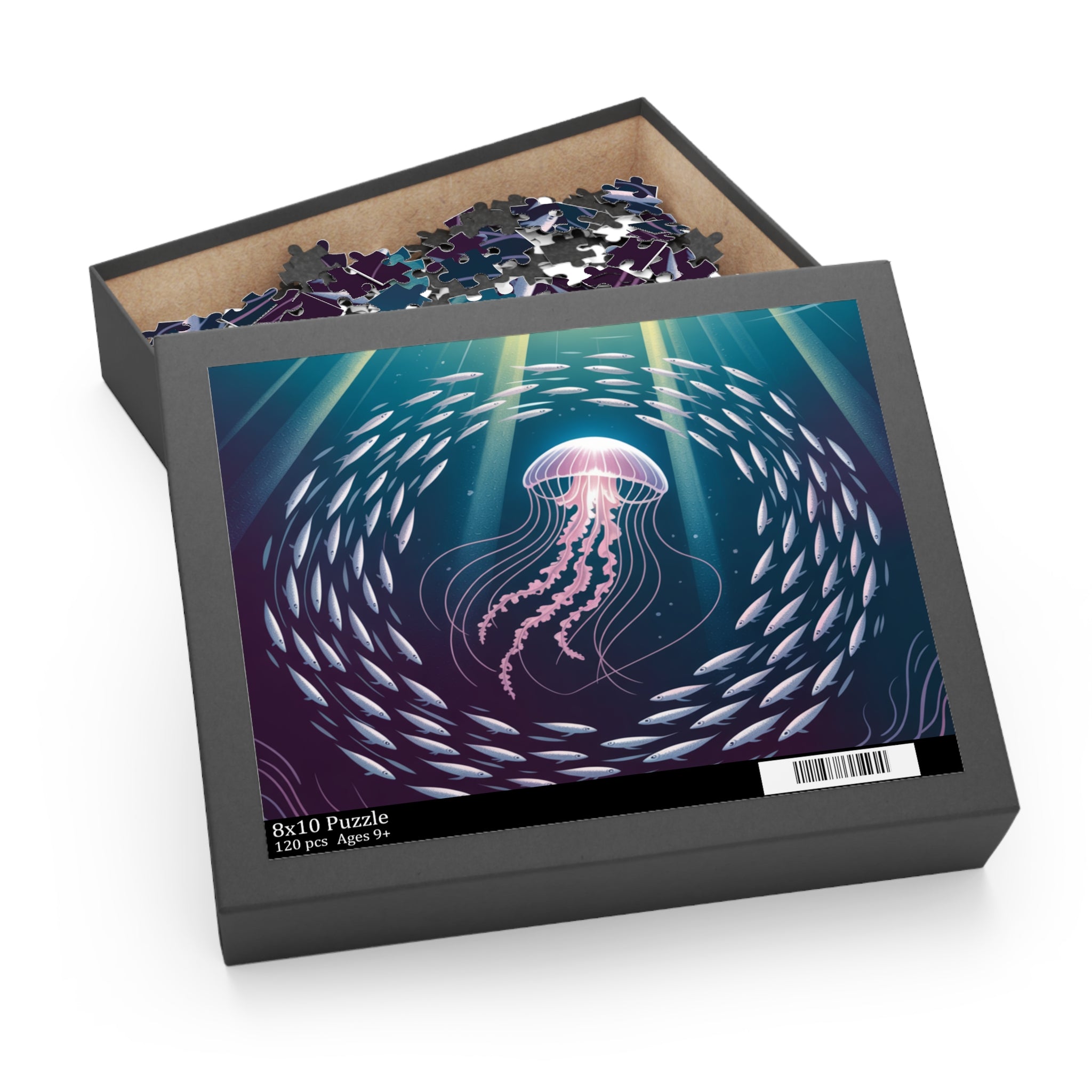 Ocean Jewels Puzzle – 120/252/500-Piece, Ocean Art, Jellyfish Decor, Sea Life Gift, Mindfulness Activity